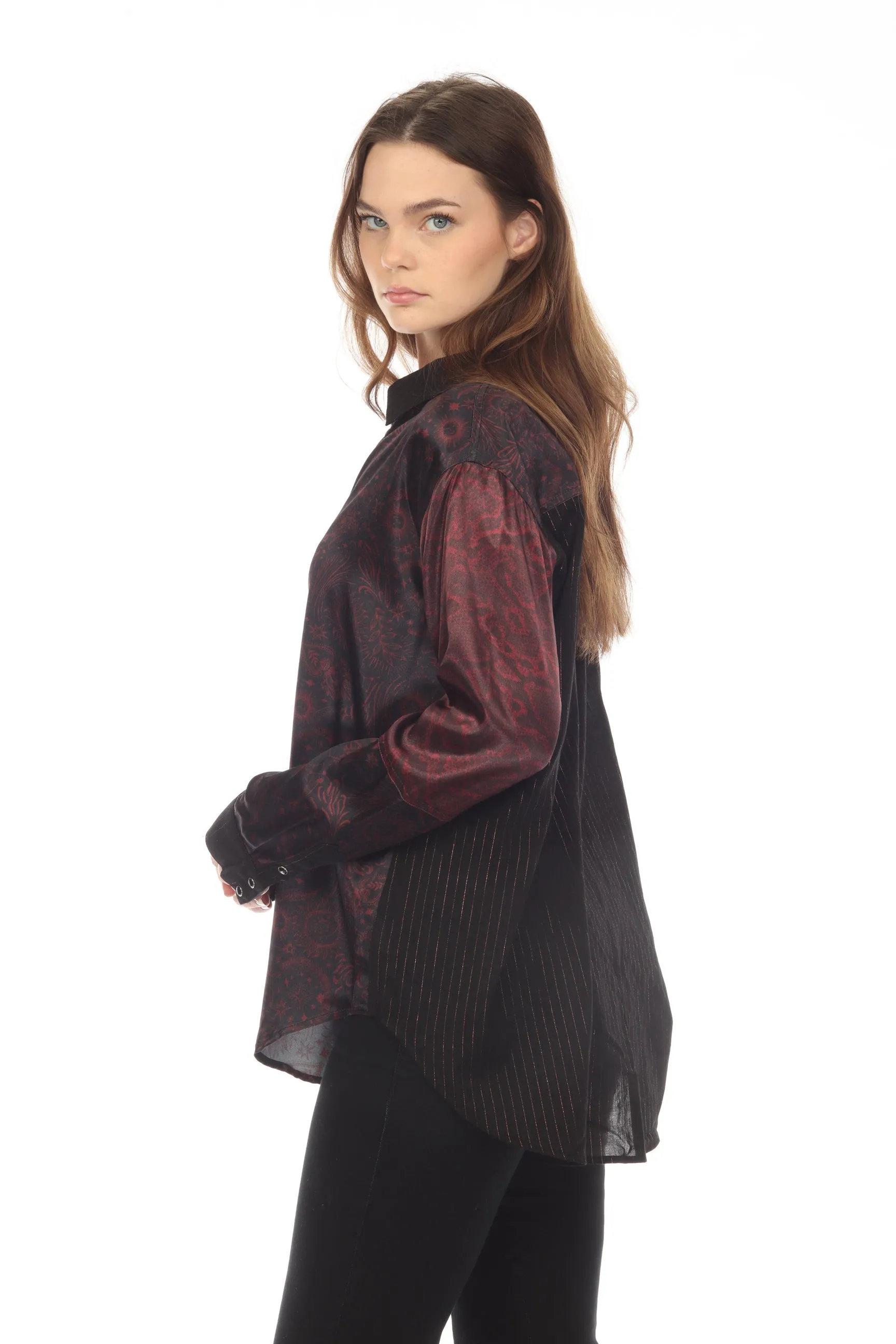 Johnny Was Asteria Viper Print Mix Snap Shirt Boho Chic R18221