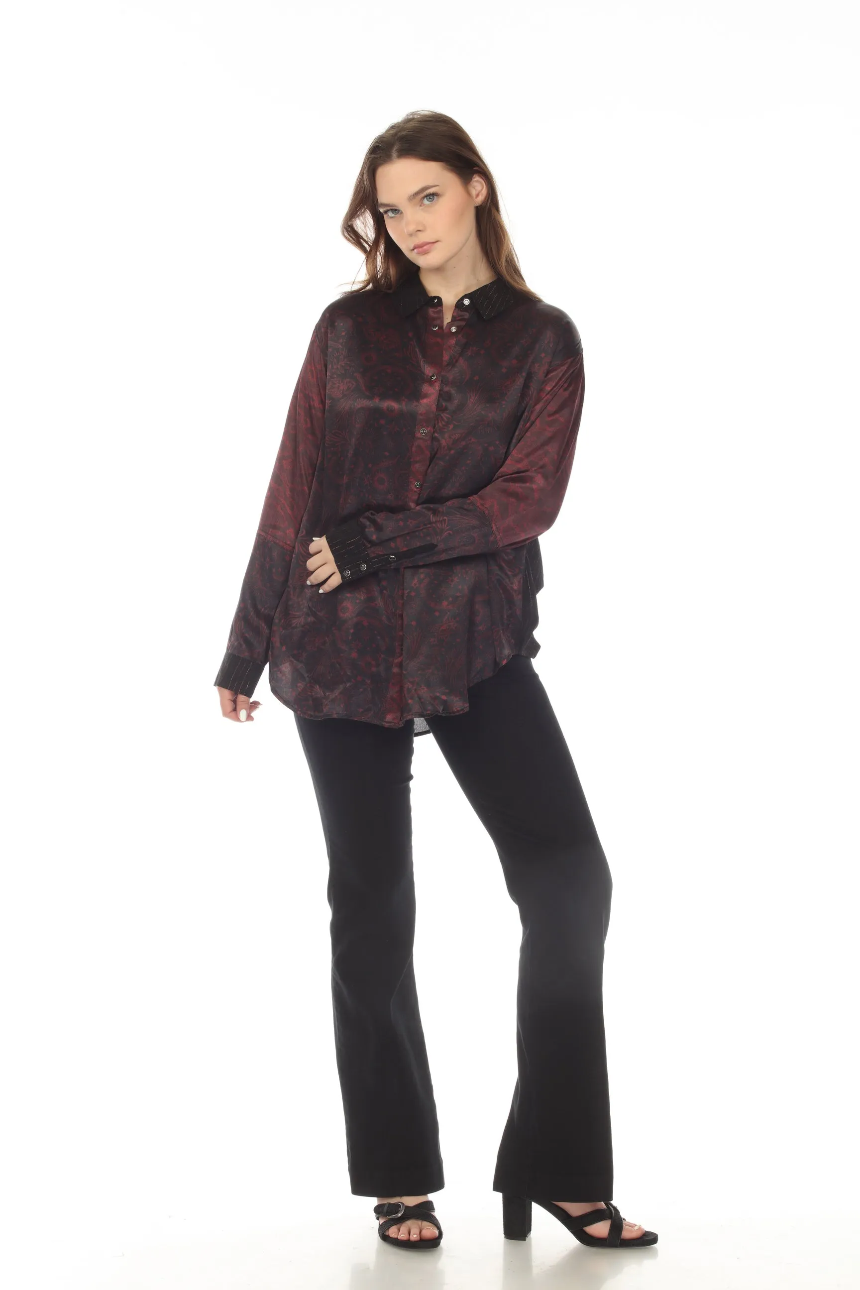 Johnny Was Asteria Viper Print Mix Snap Shirt Boho Chic R18221