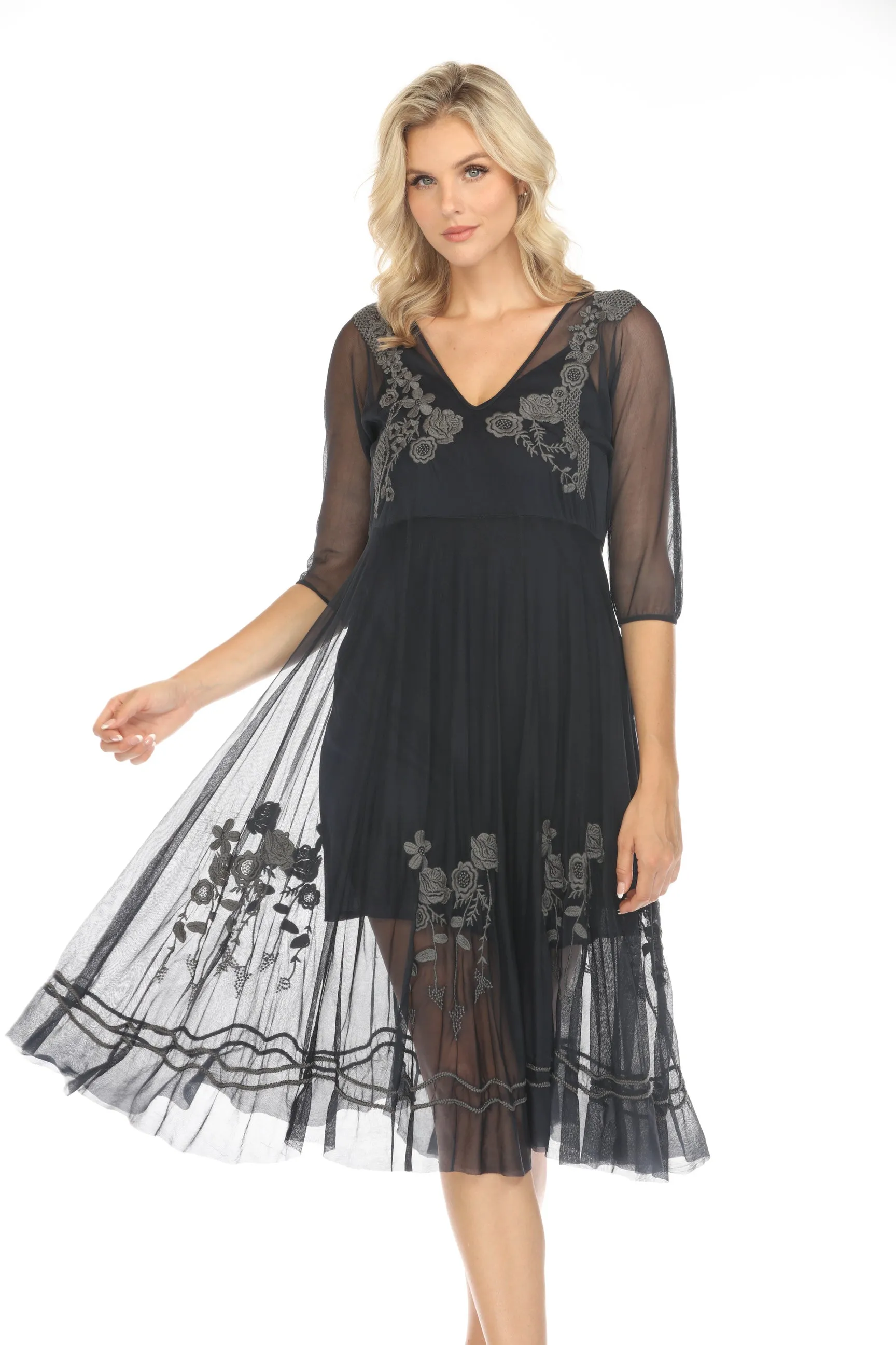 Johnny Was Biya Hirsch Mesh Midi Slip Dress 8649-C Boho Chic