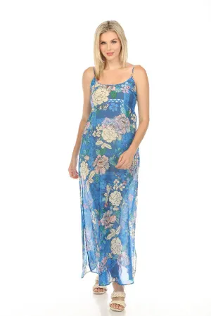 Johnny Was Blue Dove Back Tie Strappy Maxi Dress Boho Chic CSW5423-N