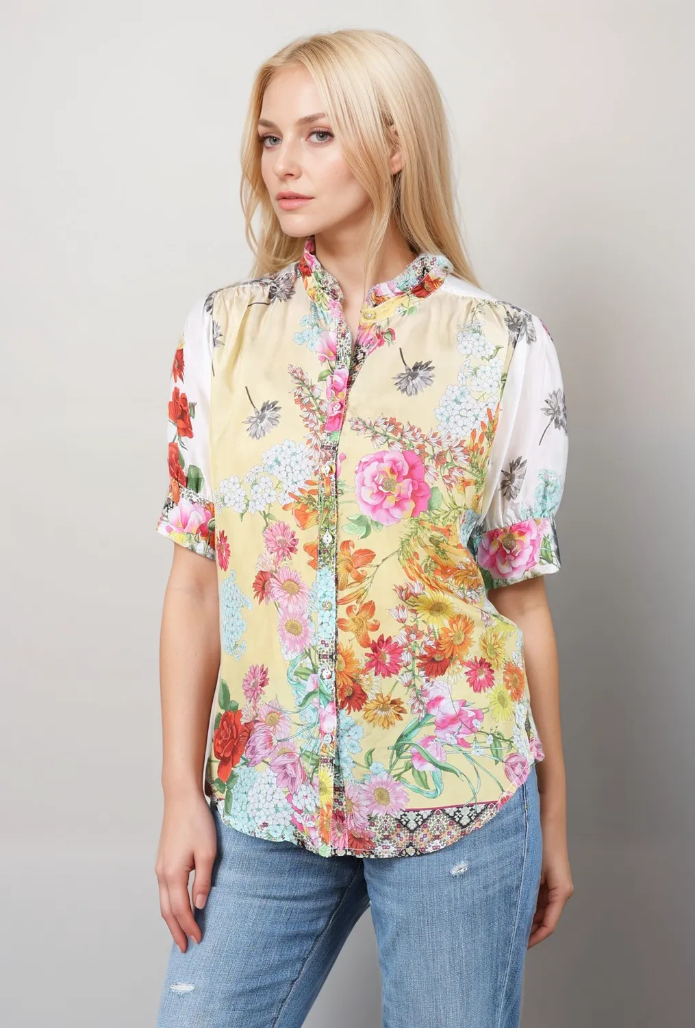 Johnny Was Delite Jolene Silk Floral Blouse C12724 Boho Chic