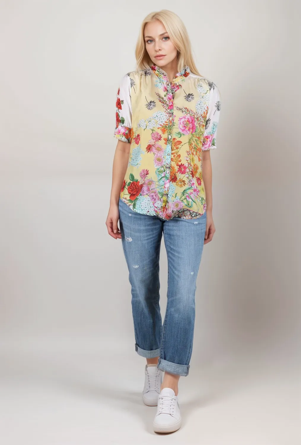 Johnny Was Delite Jolene Silk Floral Blouse C12724 Boho Chic