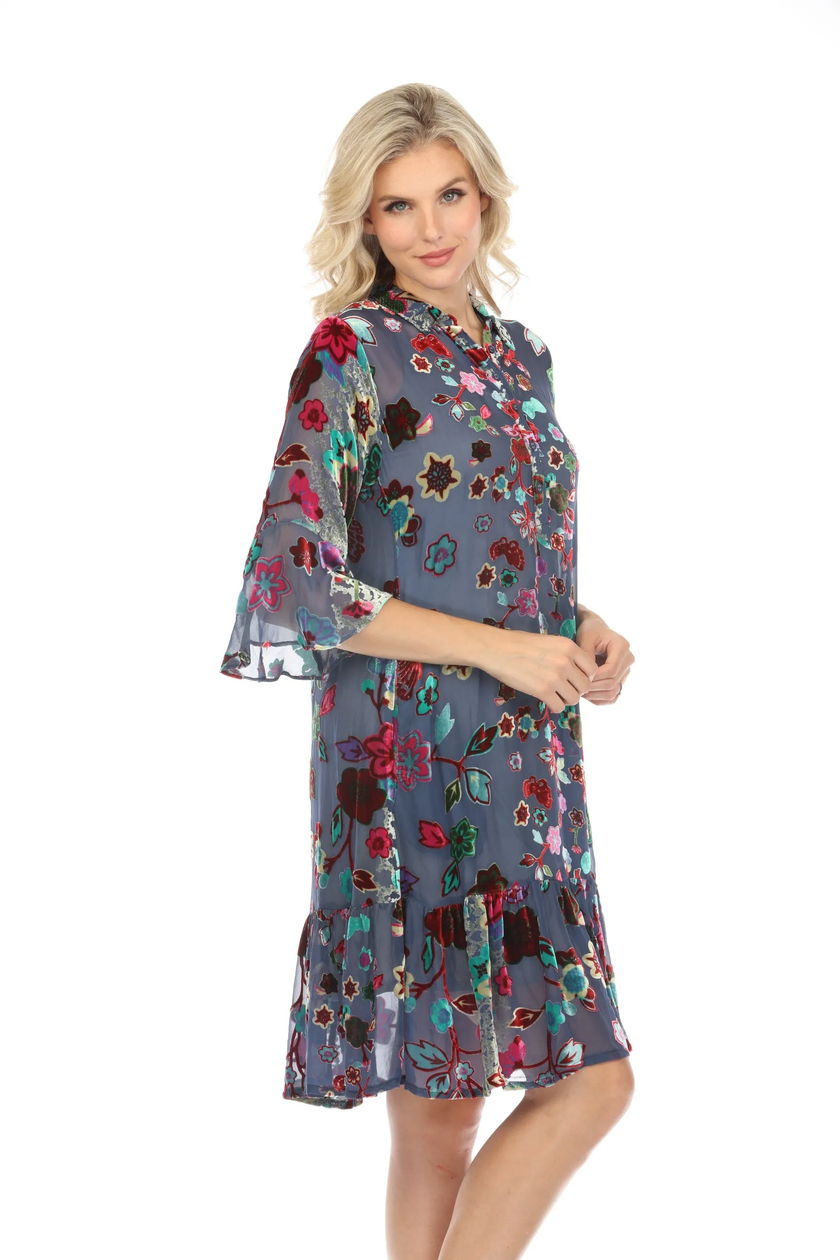 Johnny Was Flower Burnout Eleon Slip Dress Boho Chic C30923BE