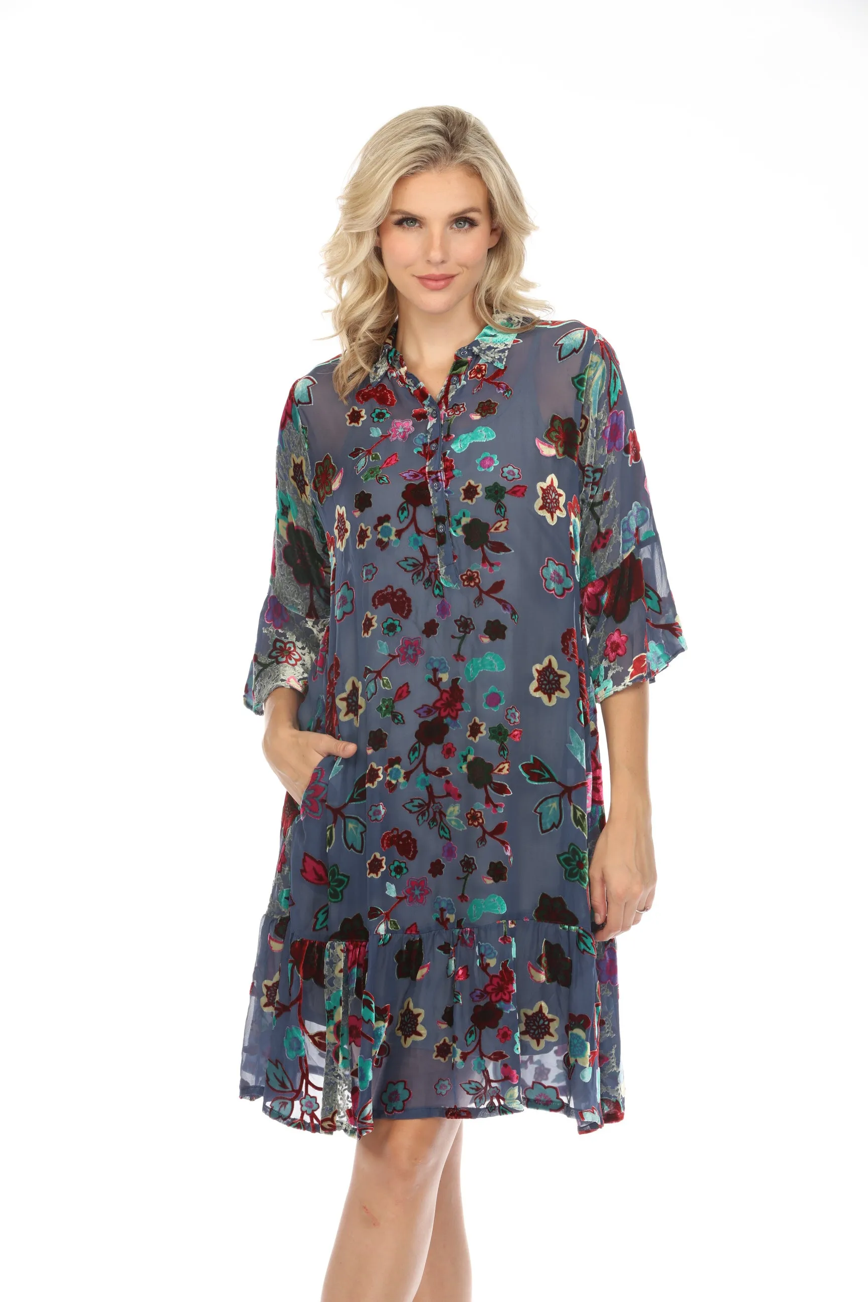 Johnny Was Flower Burnout Eleon Slip Dress Boho Chic C30923BE
