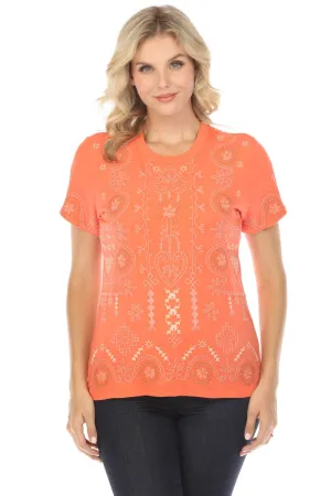 Johnny Was JWLA Faye Crew Neck Tee Boho Chic J12924 *