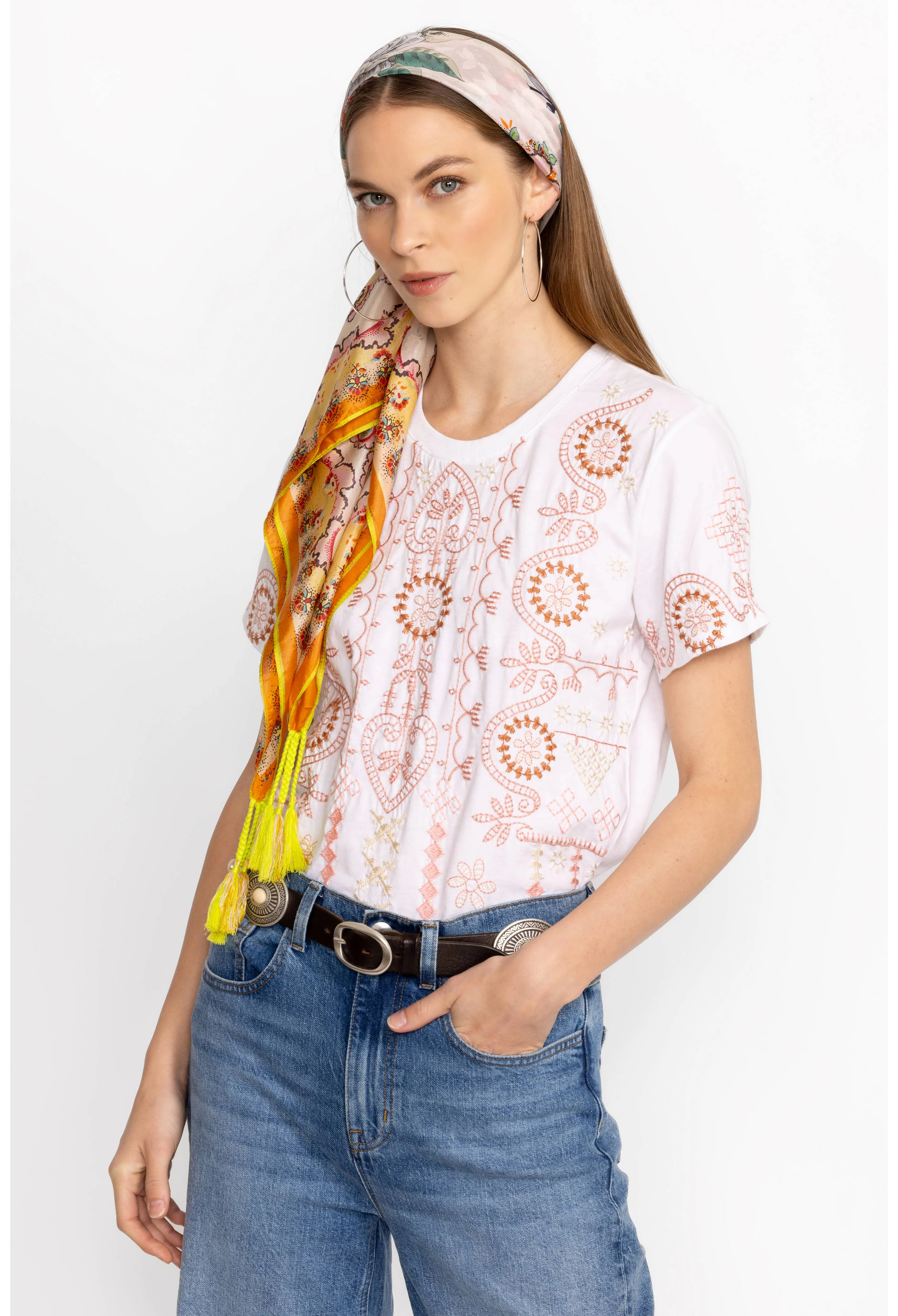 Johnny Was JWLA Faye Crew Neck Tee Boho Chic J12924 *