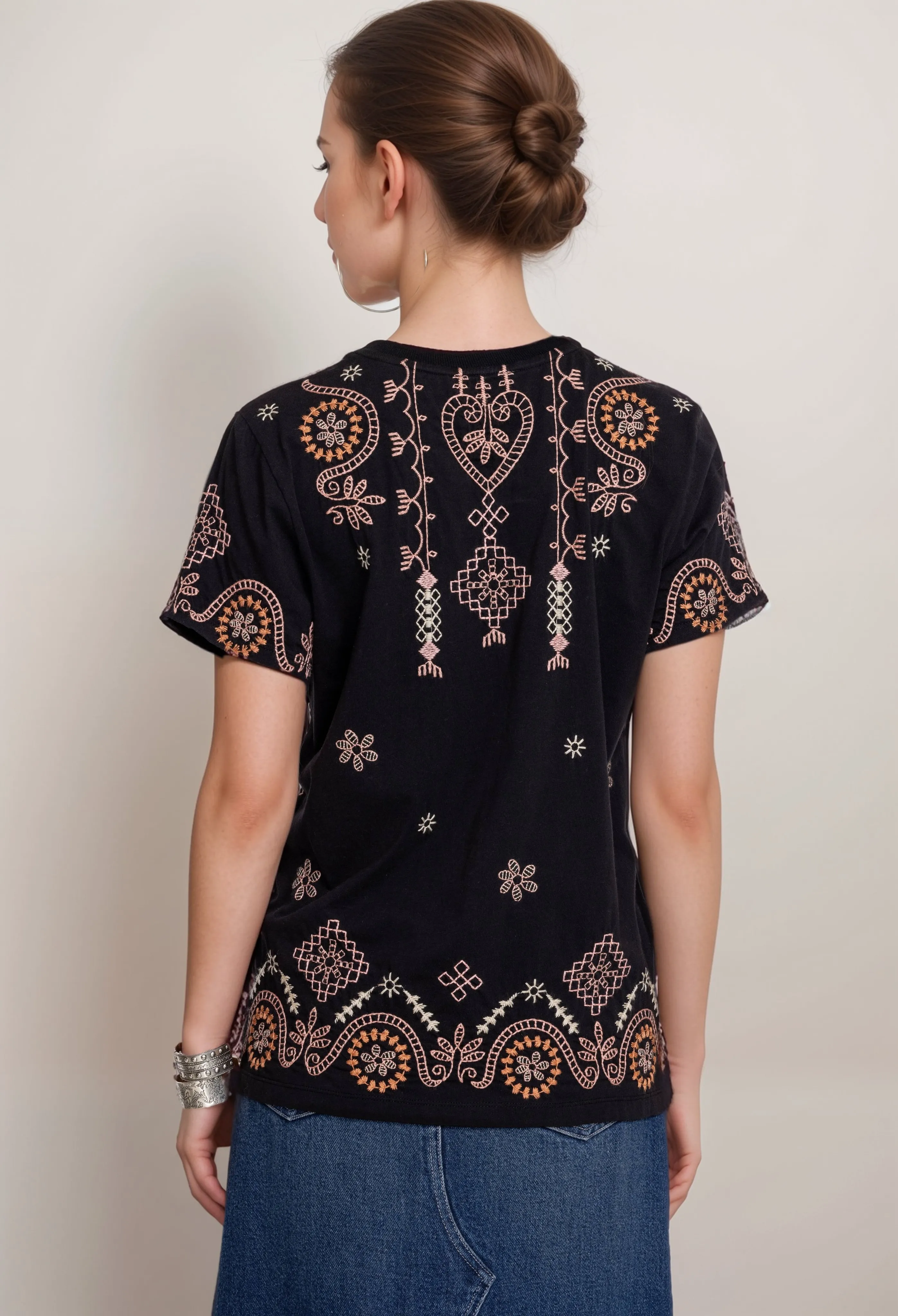 Johnny Was JWLA Faye Crew Neck Tee Boho Chic J12924 *