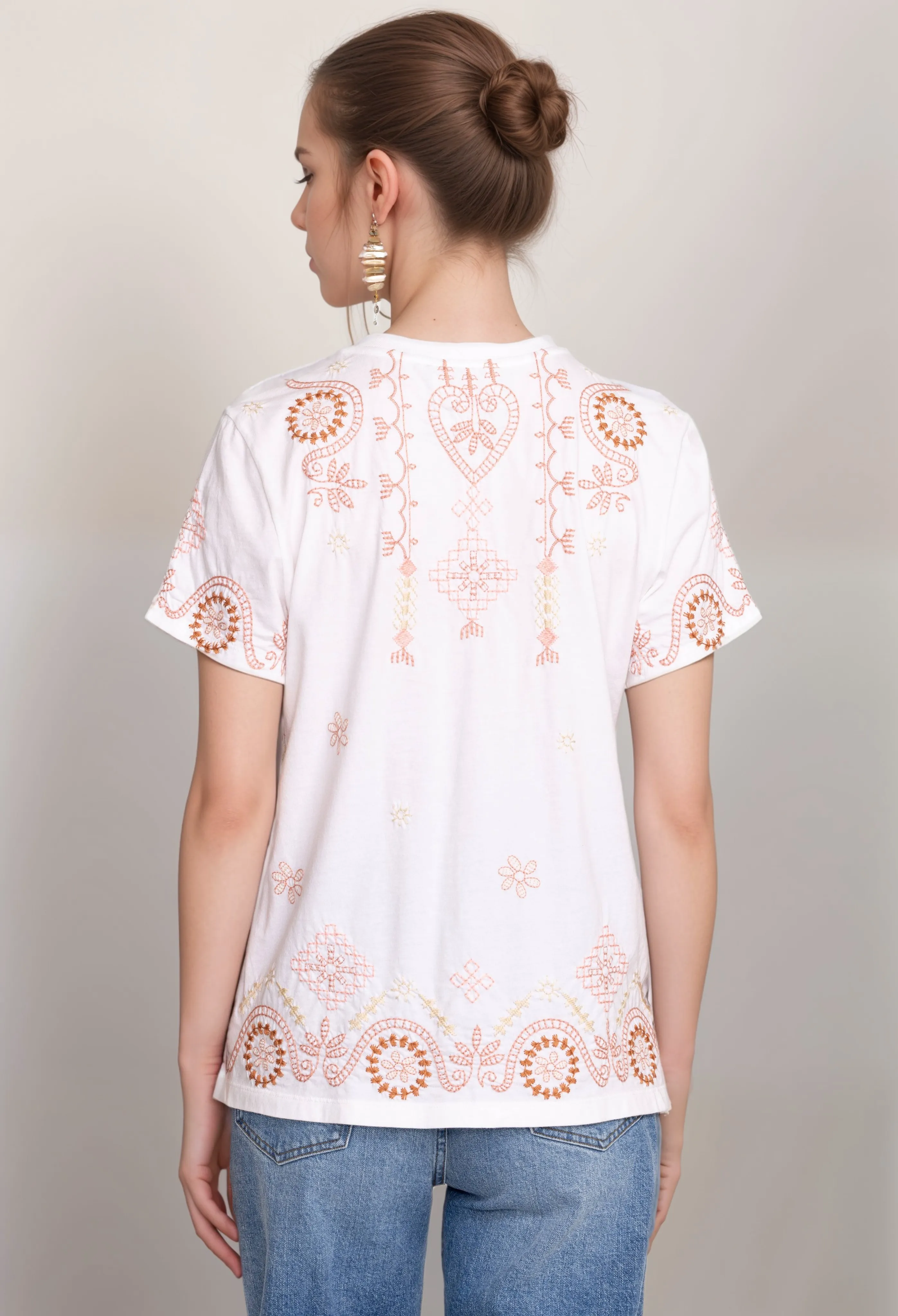 Johnny Was JWLA Faye Crew Neck Tee Boho Chic J12924 *