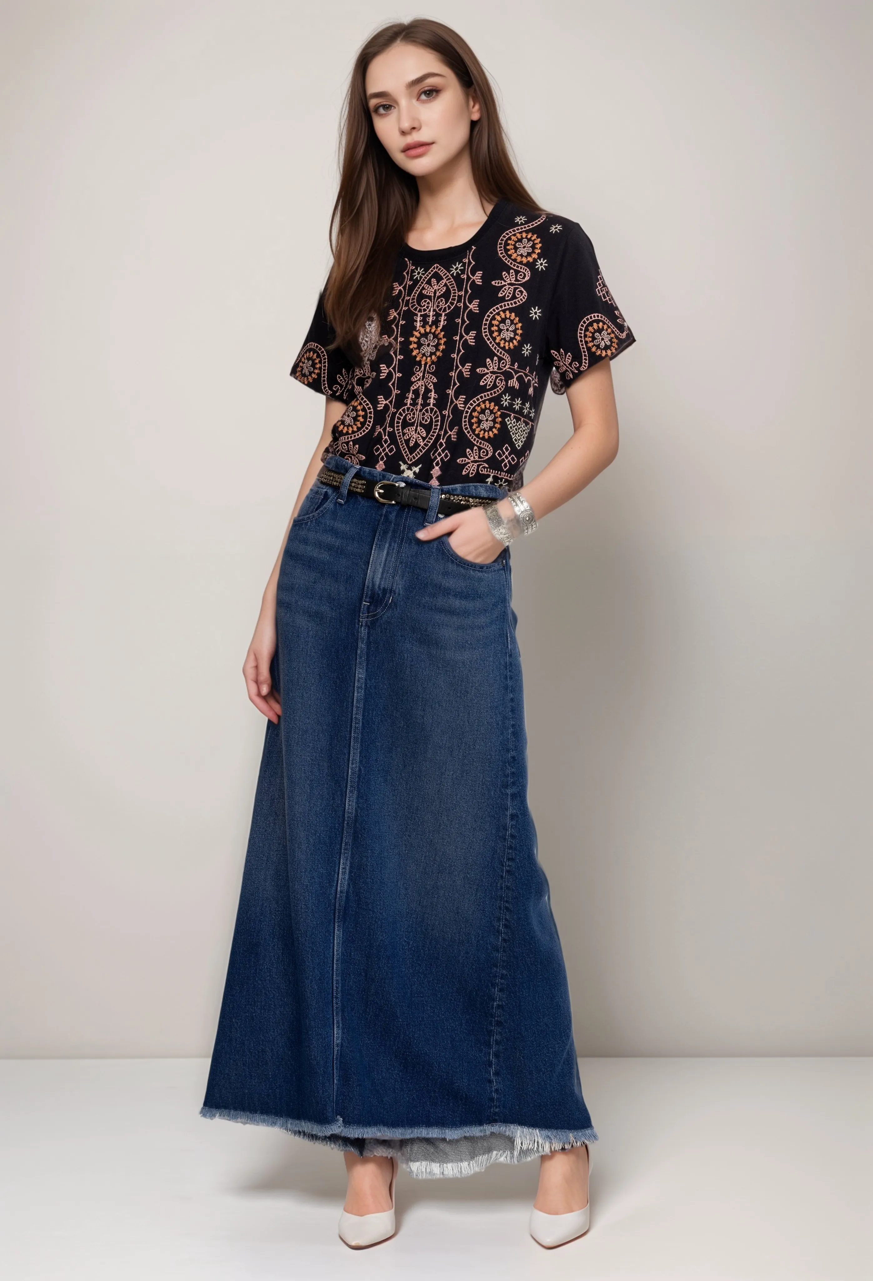 Johnny Was JWLA Faye Crew Neck Tee Boho Chic J12924 *
