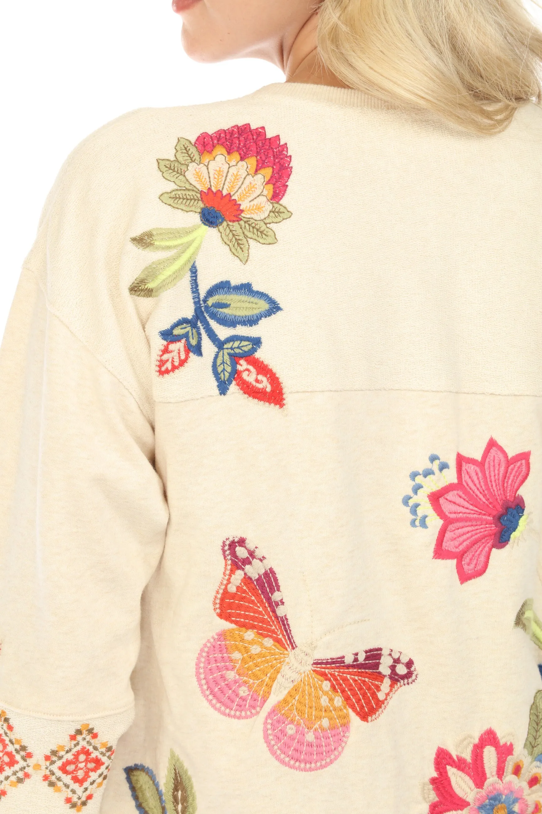 Johnny Was JWLA Gracey Relaxed French Terry Mix Sweatshirt Boho Chic J40024