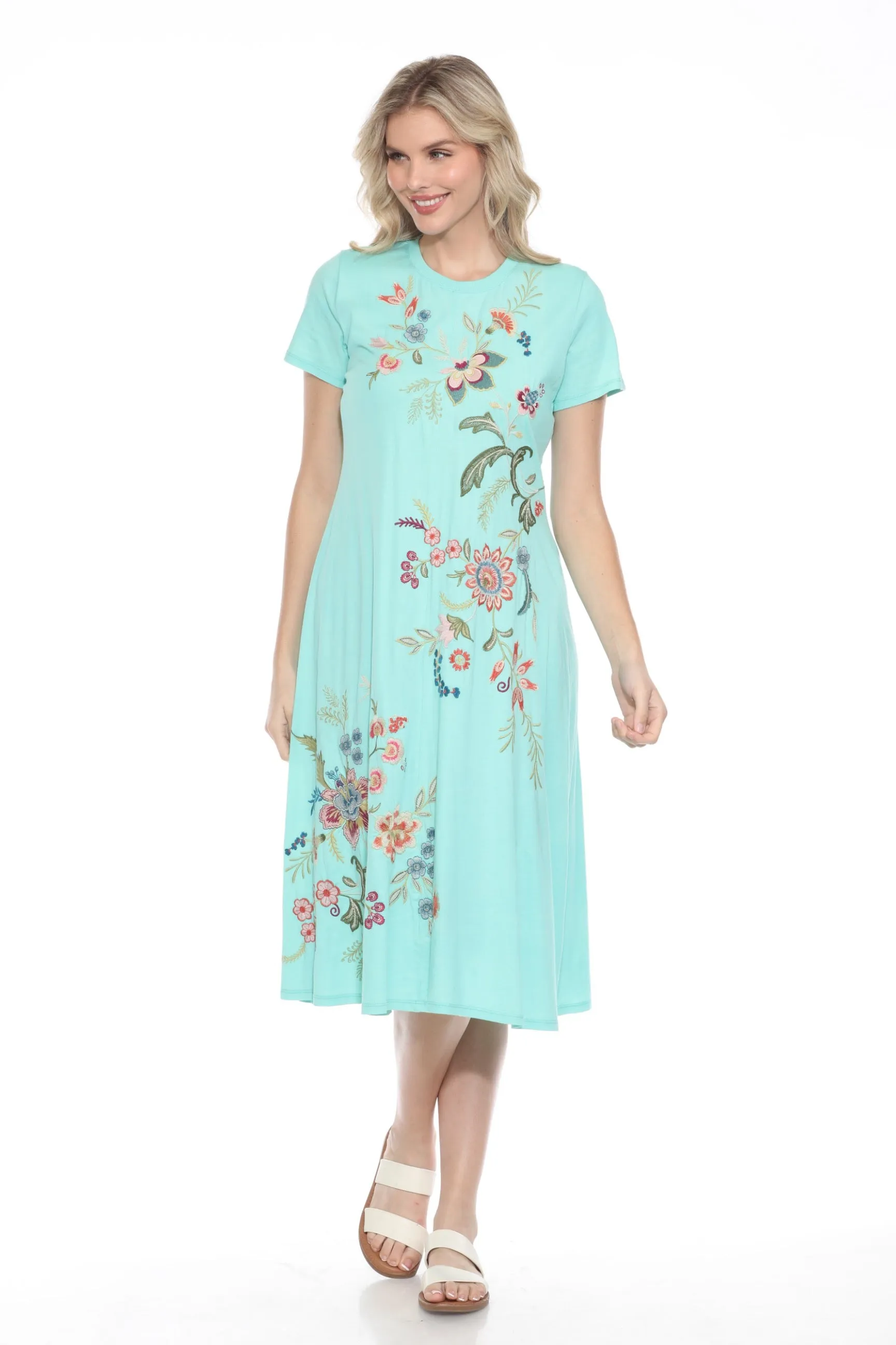Johnny Was JWLA Julianna Crew Neck Midi Swing Dress J33024 **