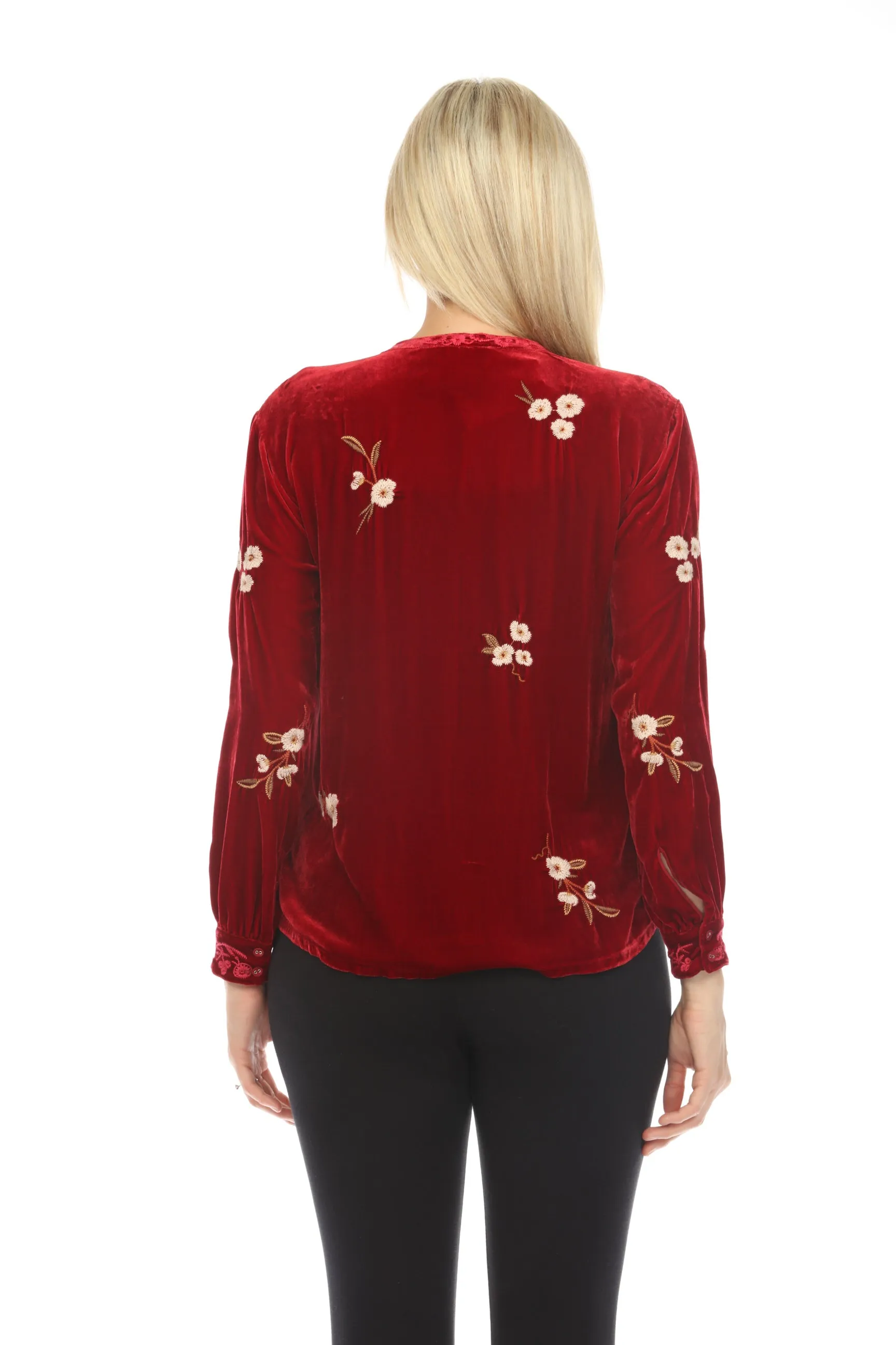 Johnny Was JWLA Quinn Velvet Mandarin Shirt Boho Chic J12123-O
