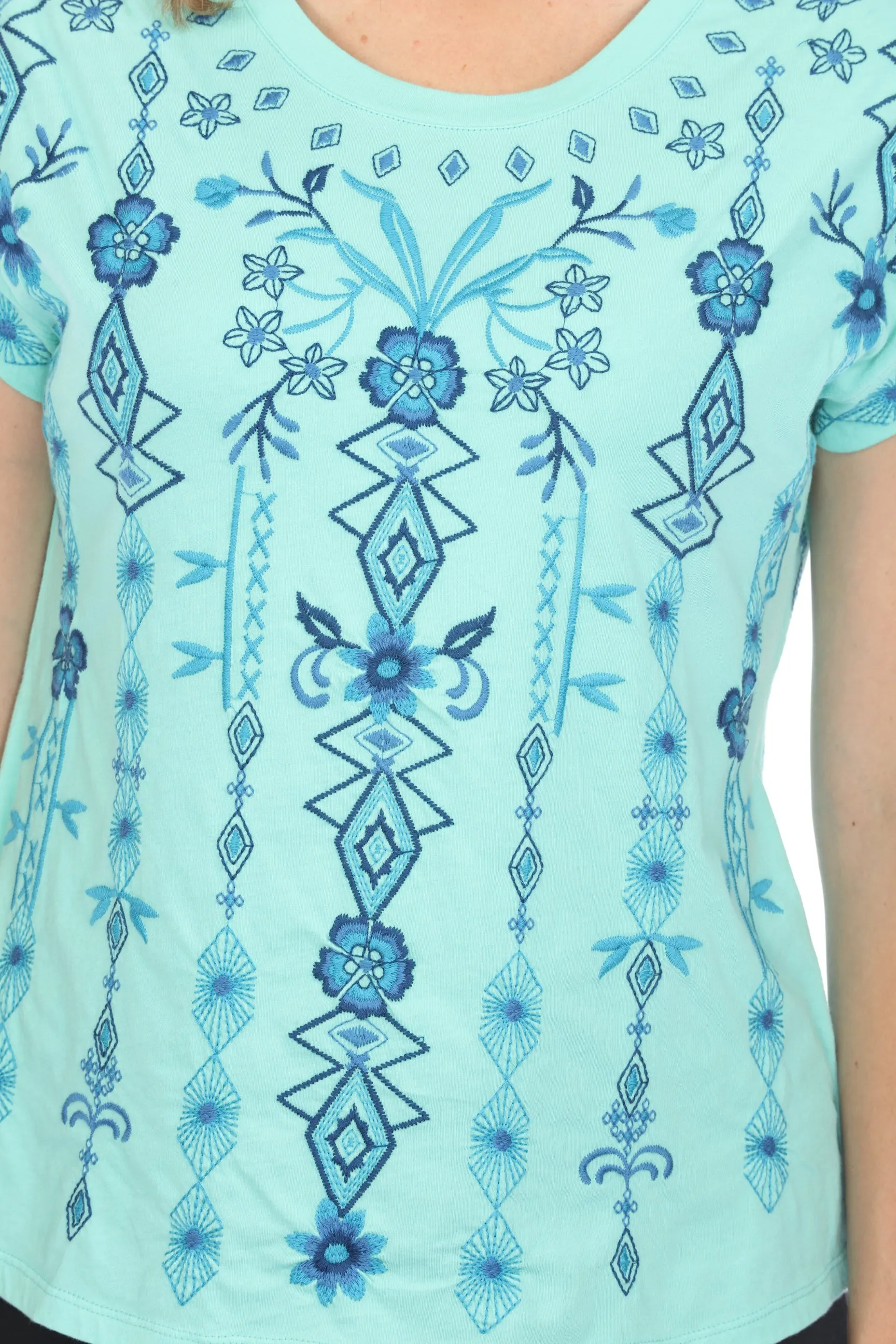 Johnny Was JWLA Taria Embroidered Relaxed Tee Boho Chic J14624