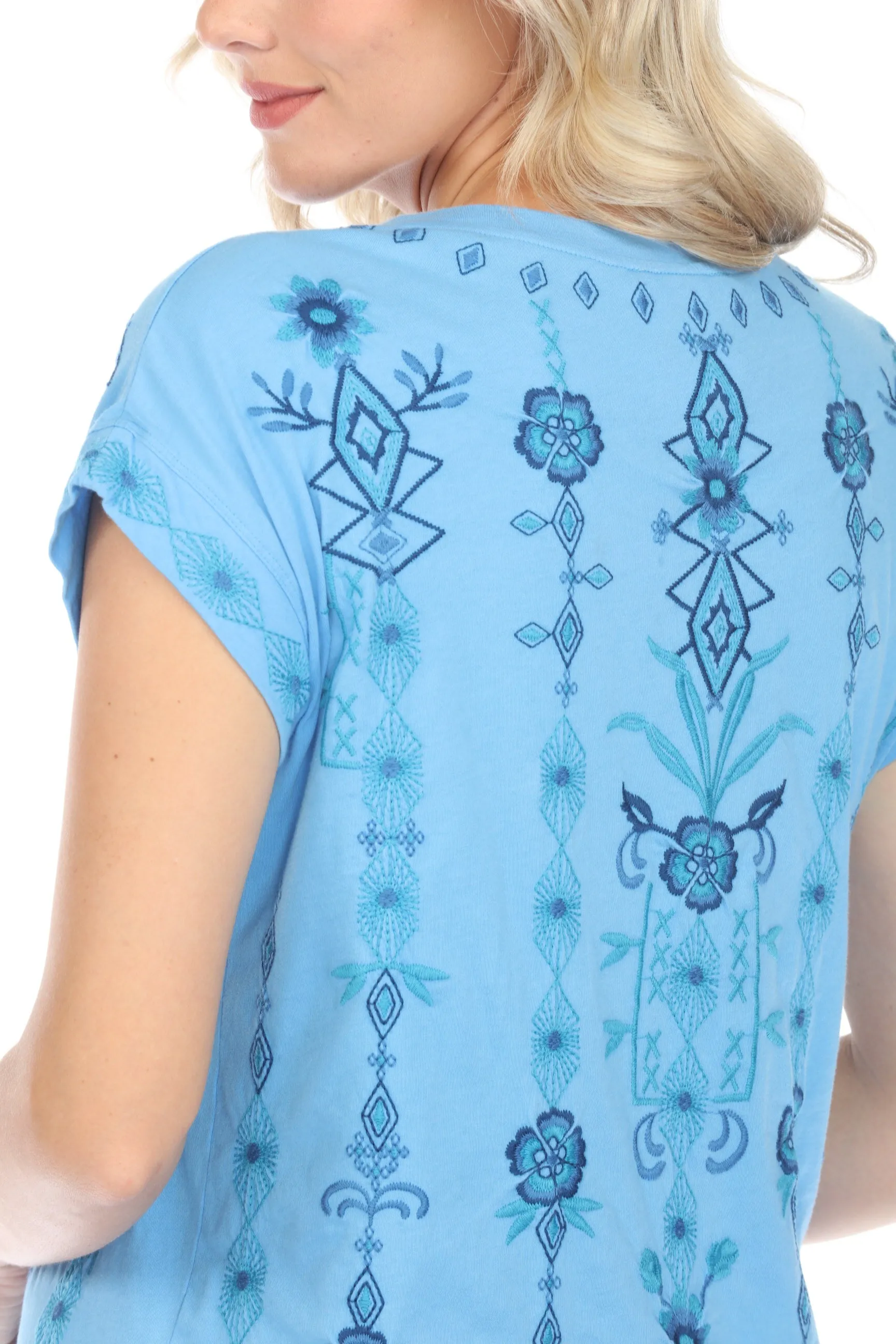 Johnny Was JWLA Taria Embroidered Relaxed Tee Boho Chic J14624