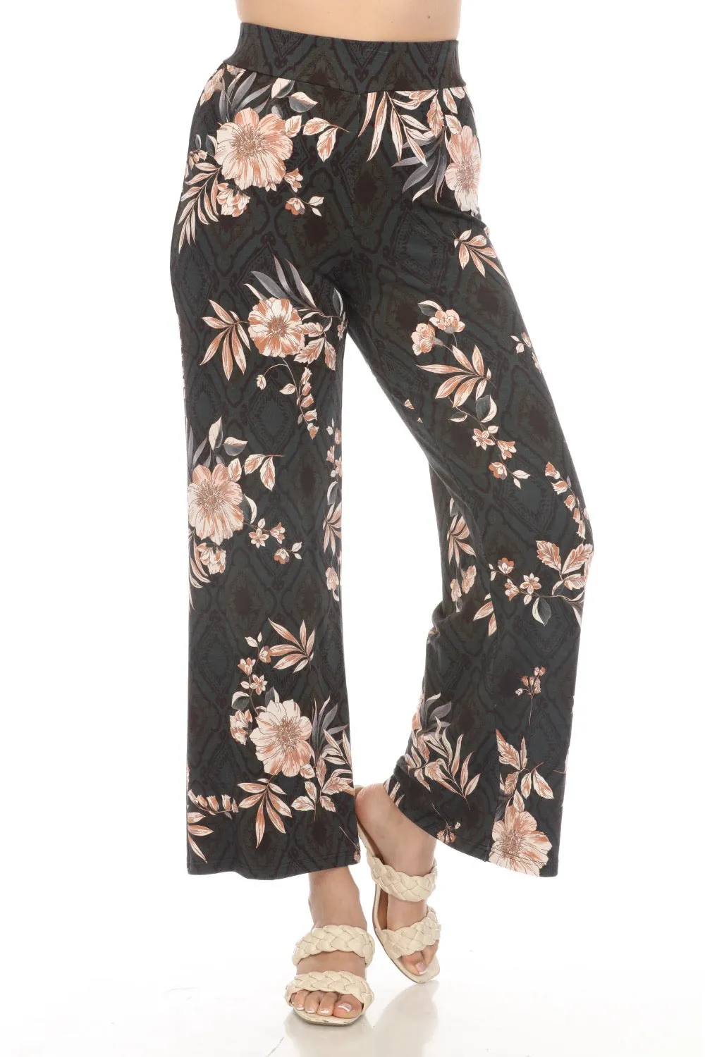 Johnny Was Nido Floral Pull On Wide Leg Pants Boho Chic T63823