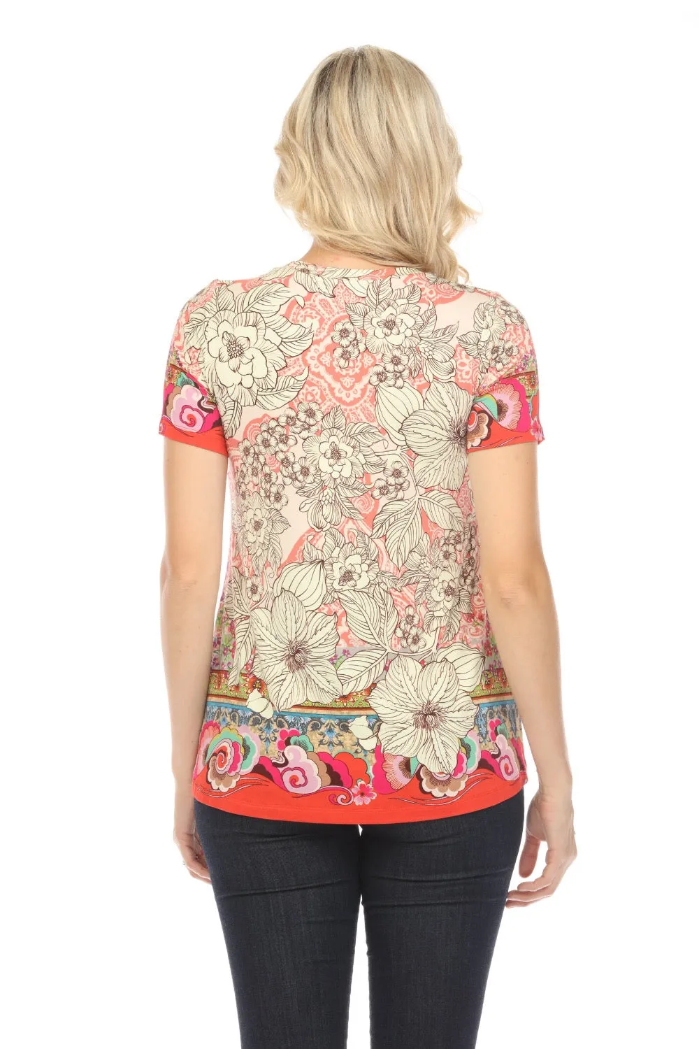 Johnny Was The Janie Modey Favorite Short Sleeve Crew Neck Swing Tee Boho Chic T17124