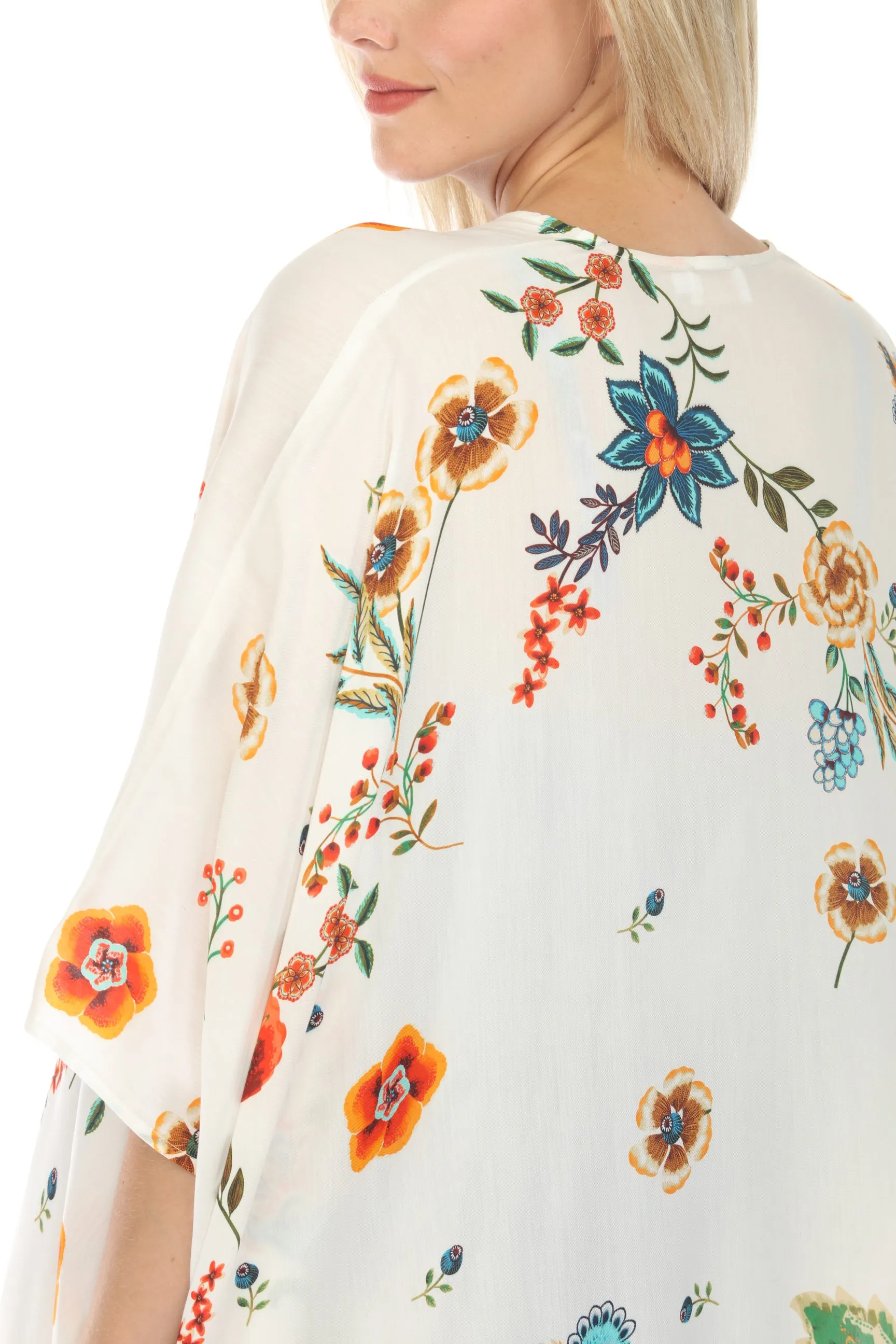 Johnny Was White Ardella Swim Cover-Up Kimono Boho Chic CSW3623-M