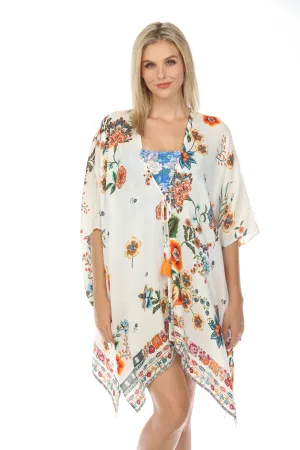 Johnny Was White Ardella Swim Cover-Up Kimono Boho Chic CSW3623-M