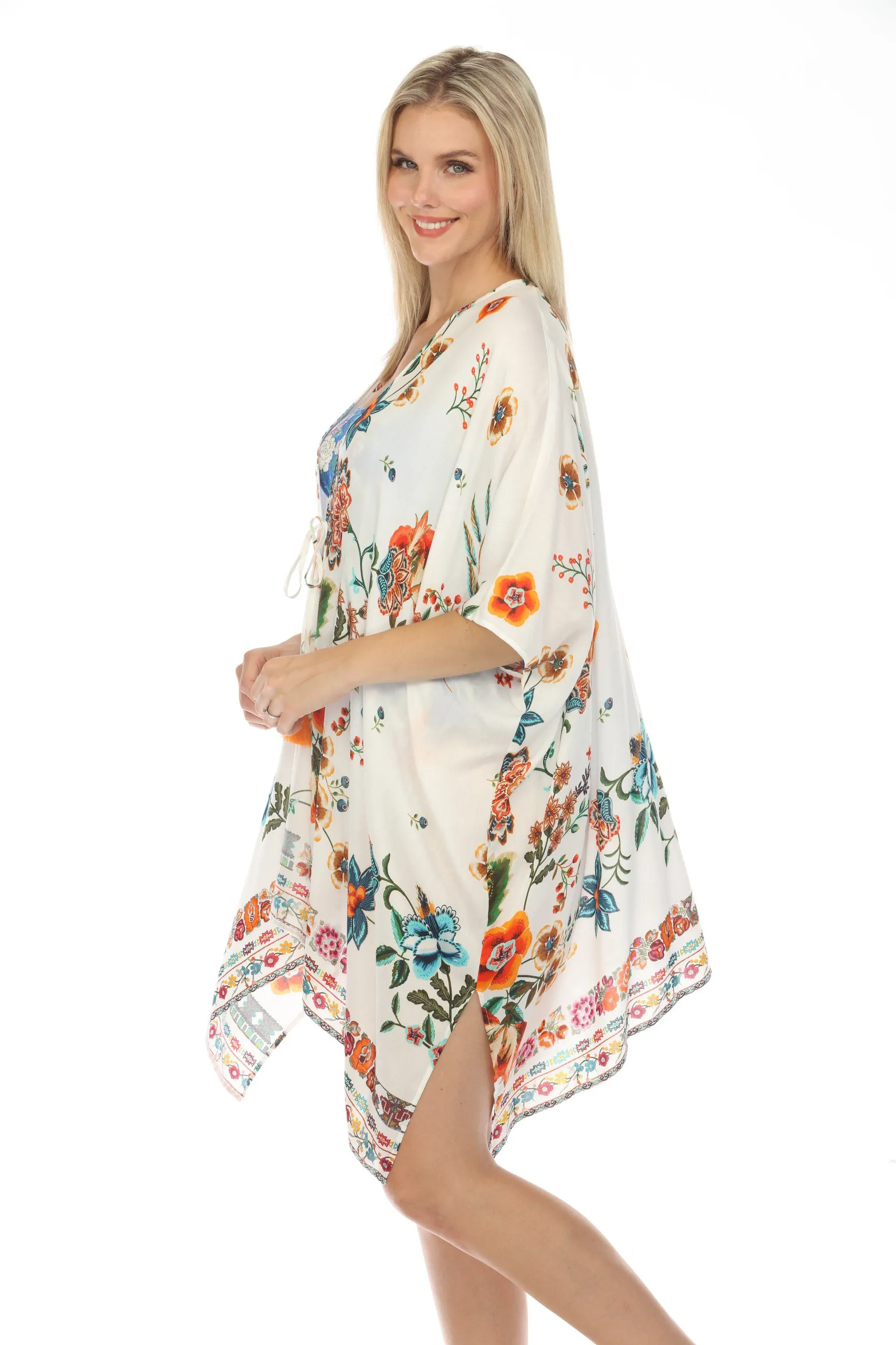 Johnny Was White Ardella Swim Cover-Up Kimono Boho Chic CSW3623-M