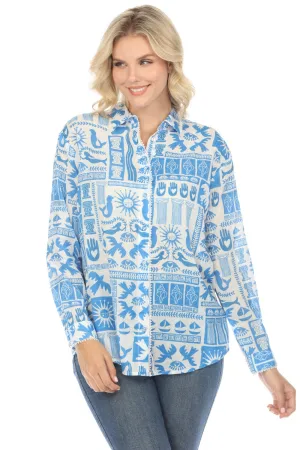 Johnny Was Workshop Acantha Oversized Button-Up Blouse W19224 Boho Chic
