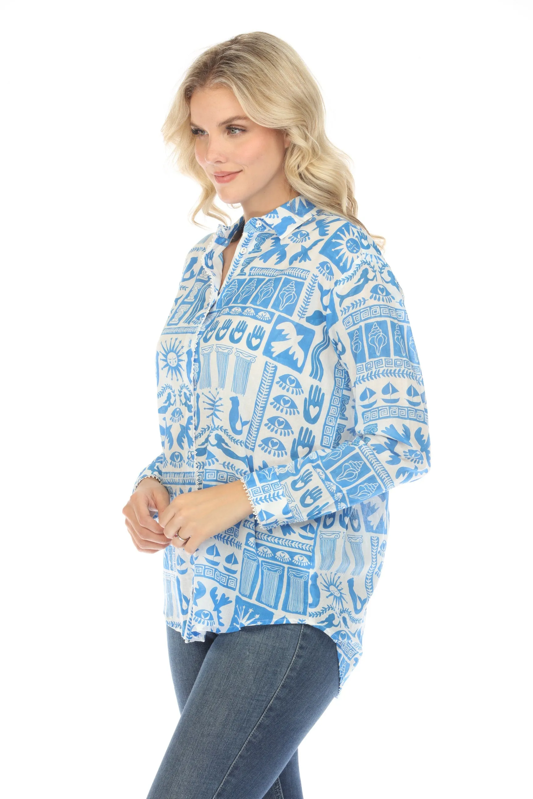 Johnny Was Workshop Acantha Oversized Button-Up Blouse W19224 Boho Chic