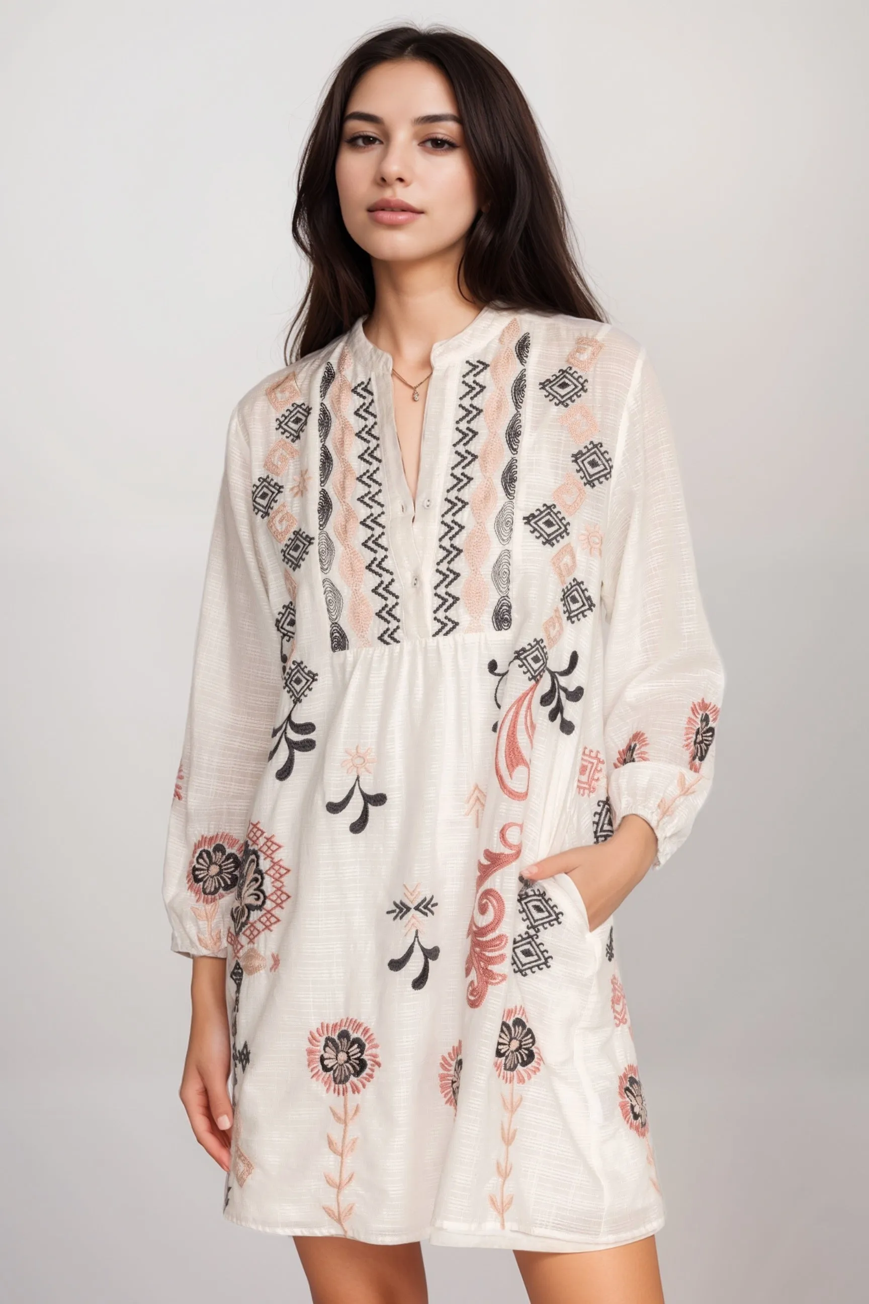 Johnny Was Workshop Bellania Button Yoke Field Dress W38424-6
