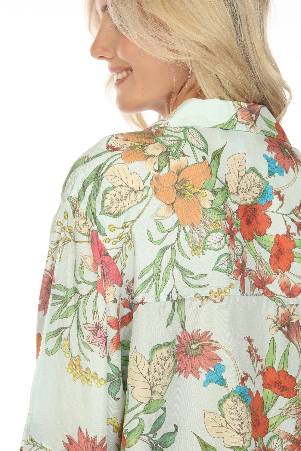 Johnny Was Workshop Liliana Silk Oversized Weekend Tunic Top Boho Chic W25123