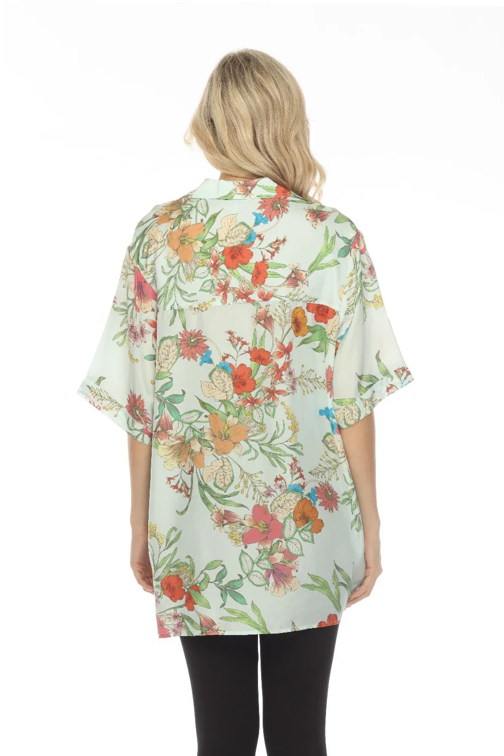 Johnny Was Workshop Liliana Silk Oversized Weekend Tunic Top Boho Chic W25123