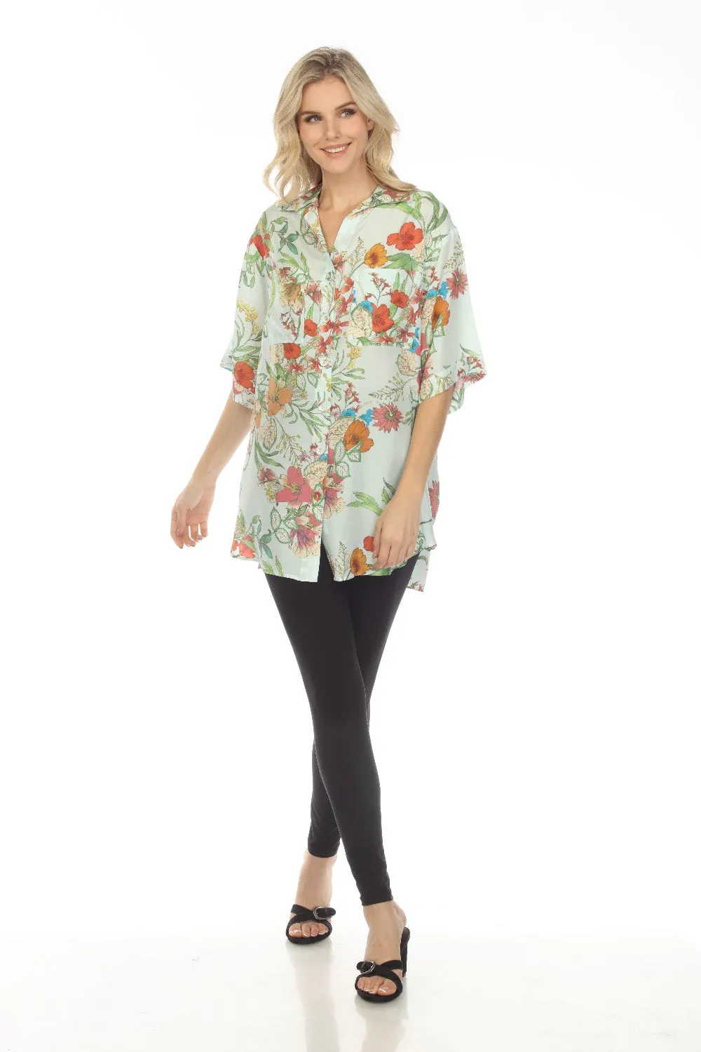 Johnny Was Workshop Liliana Silk Oversized Weekend Tunic Top Boho Chic W25123