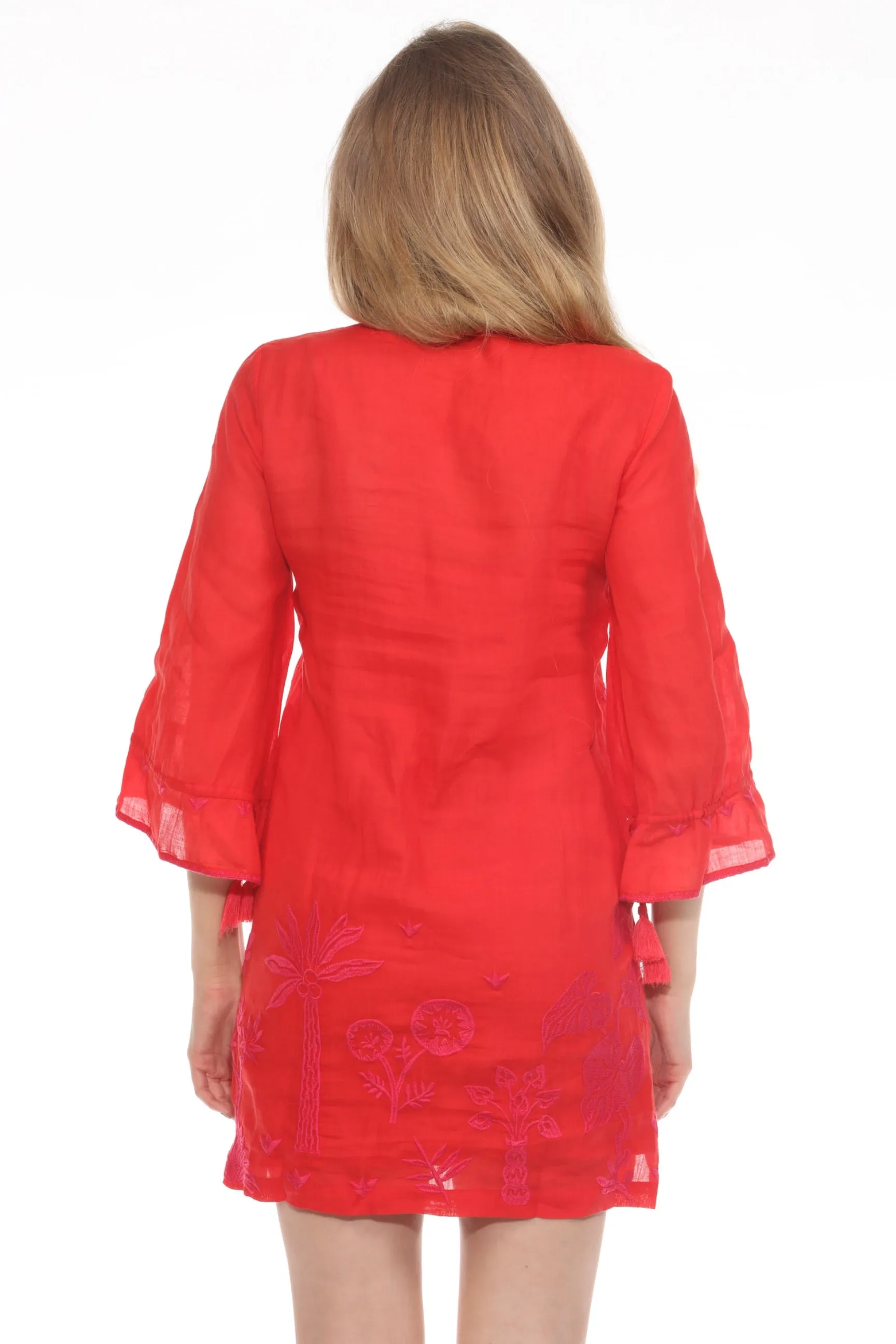 Johnny Was Workshop Red Luciana Tie Front Kimono Sleeve Dress W34324-3