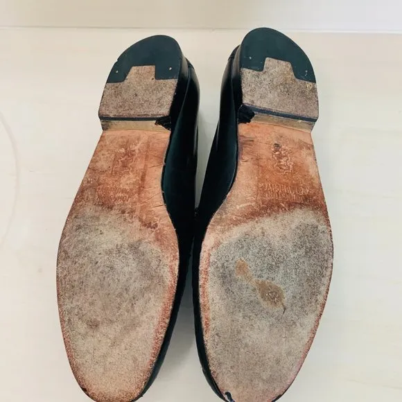 JOHNSTON AND MURPHY Slip on Hand Sewn Black Leather Basket Weave Top Loafer Styl