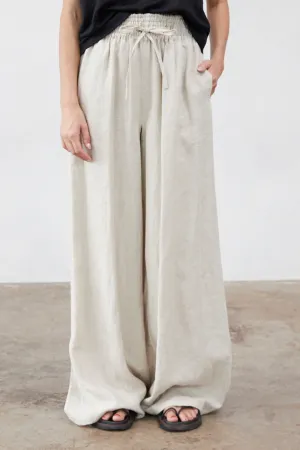 Jonathan Wide Leg Linen Pant Sand
