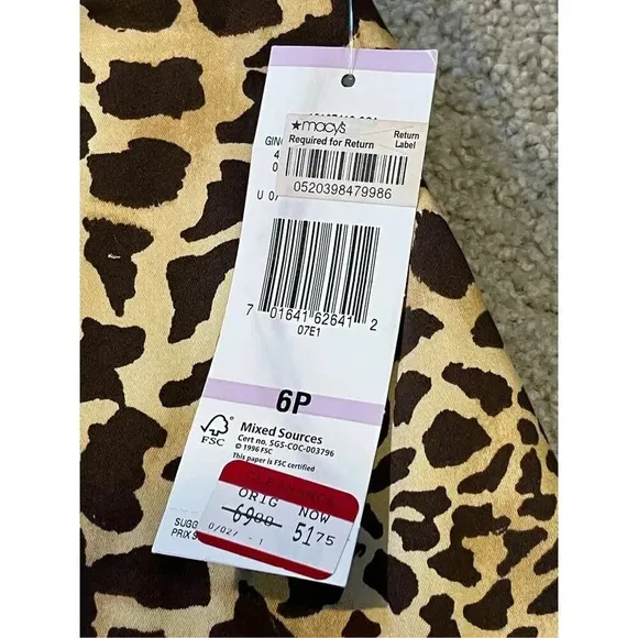 Jones New York Petite Skirt Size 6 Brown Leopard Print Knee Length