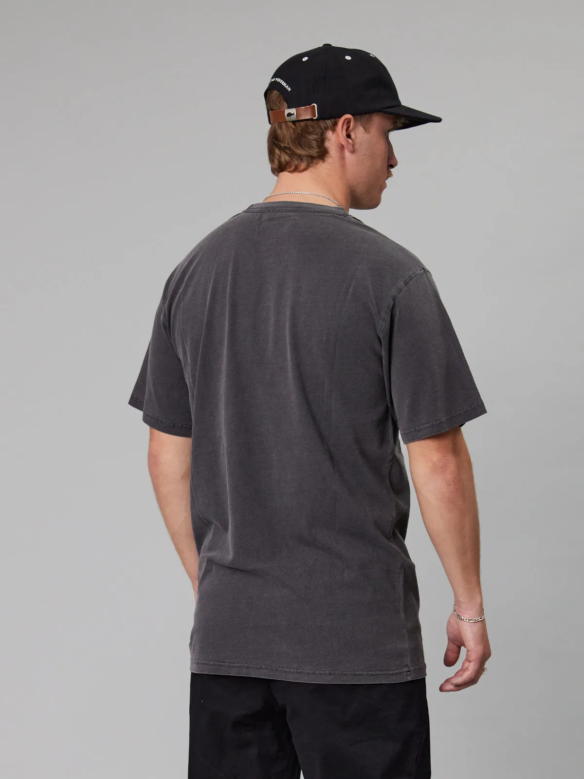 JUST ANOTHER FISHERMAN STAMP TEE - AGED BLACK