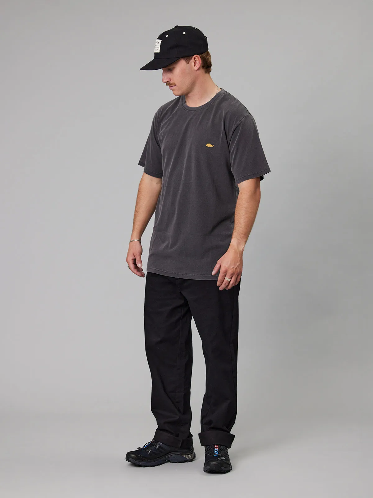 JUST ANOTHER FISHERMAN STAMP TEE - AGED BLACK