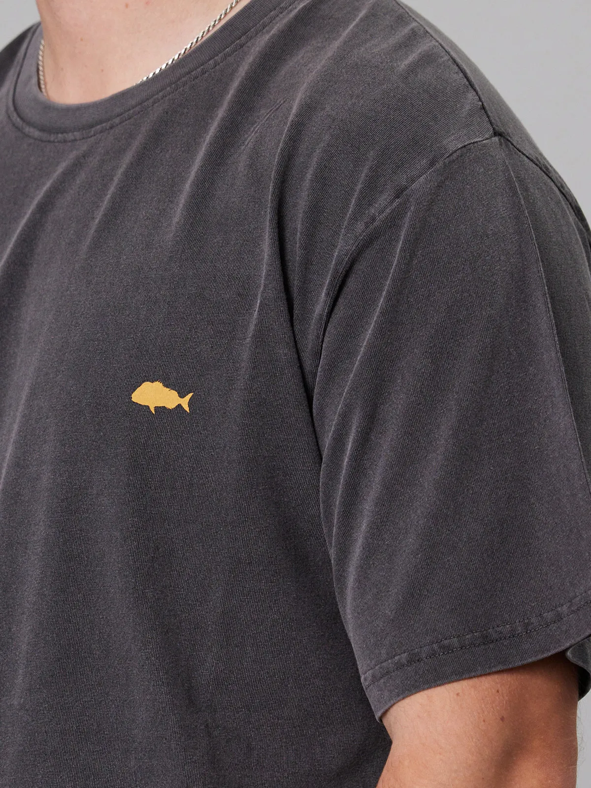 JUST ANOTHER FISHERMAN STAMP TEE - AGED BLACK