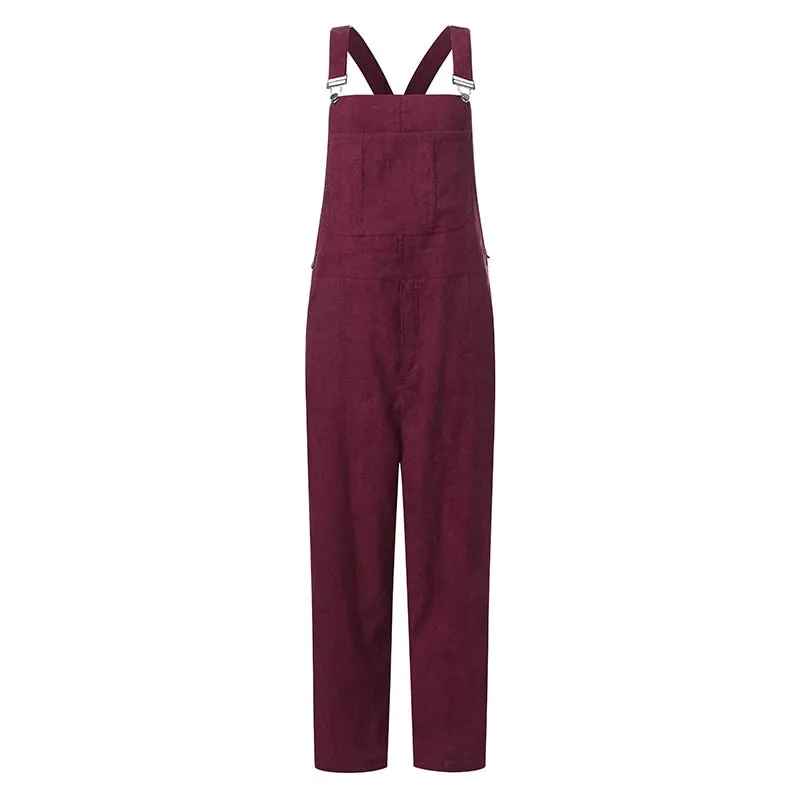 Kaftan Corduroy Overalls Womens Jumpsuits 2021 Autumn Harem Pants Casual Long Pantalon Palazzo Female Button Rompers Playsuit