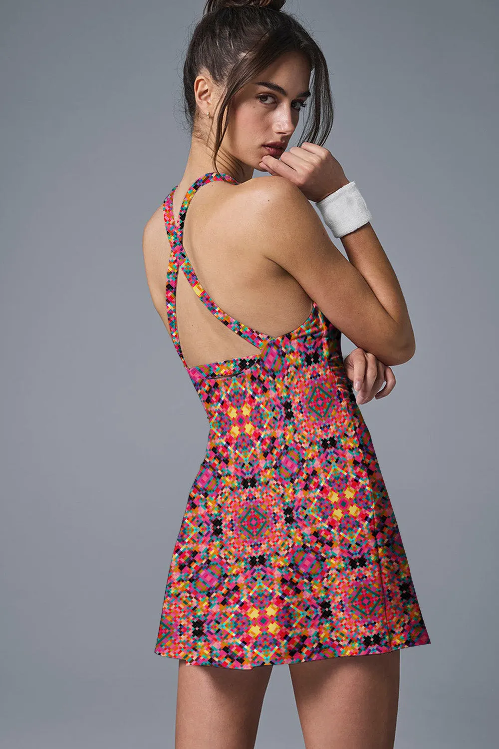 KaleidoPower Performance Tennis Dress – Colorful Athletic Activewear for Women