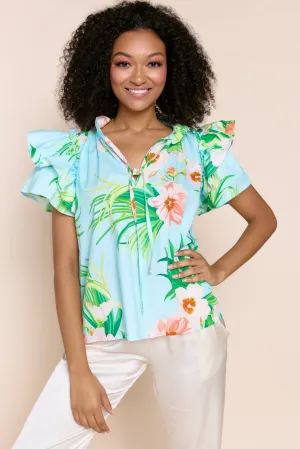 Kata Top - Aqua Floral