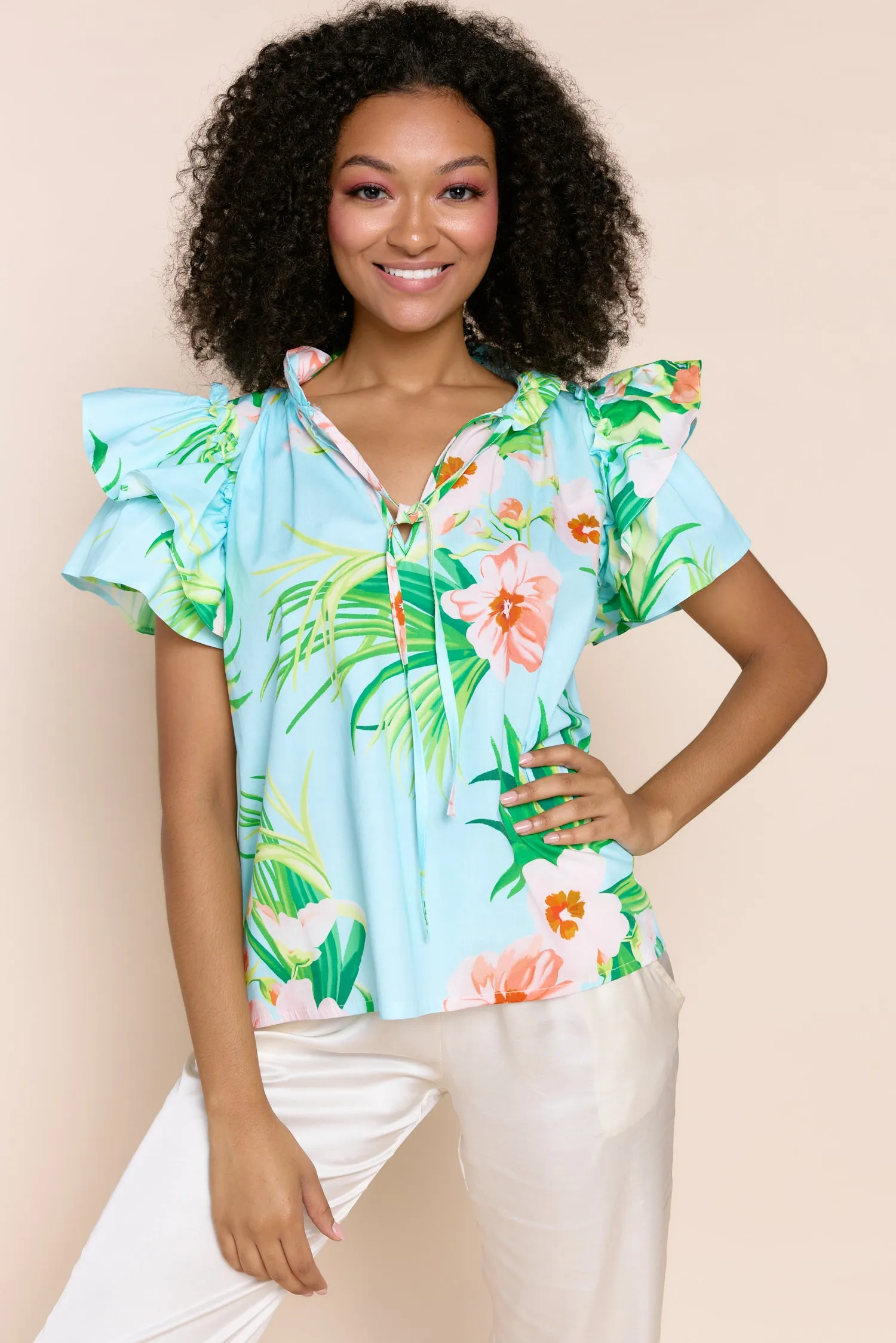 Kata Top - Aqua Floral