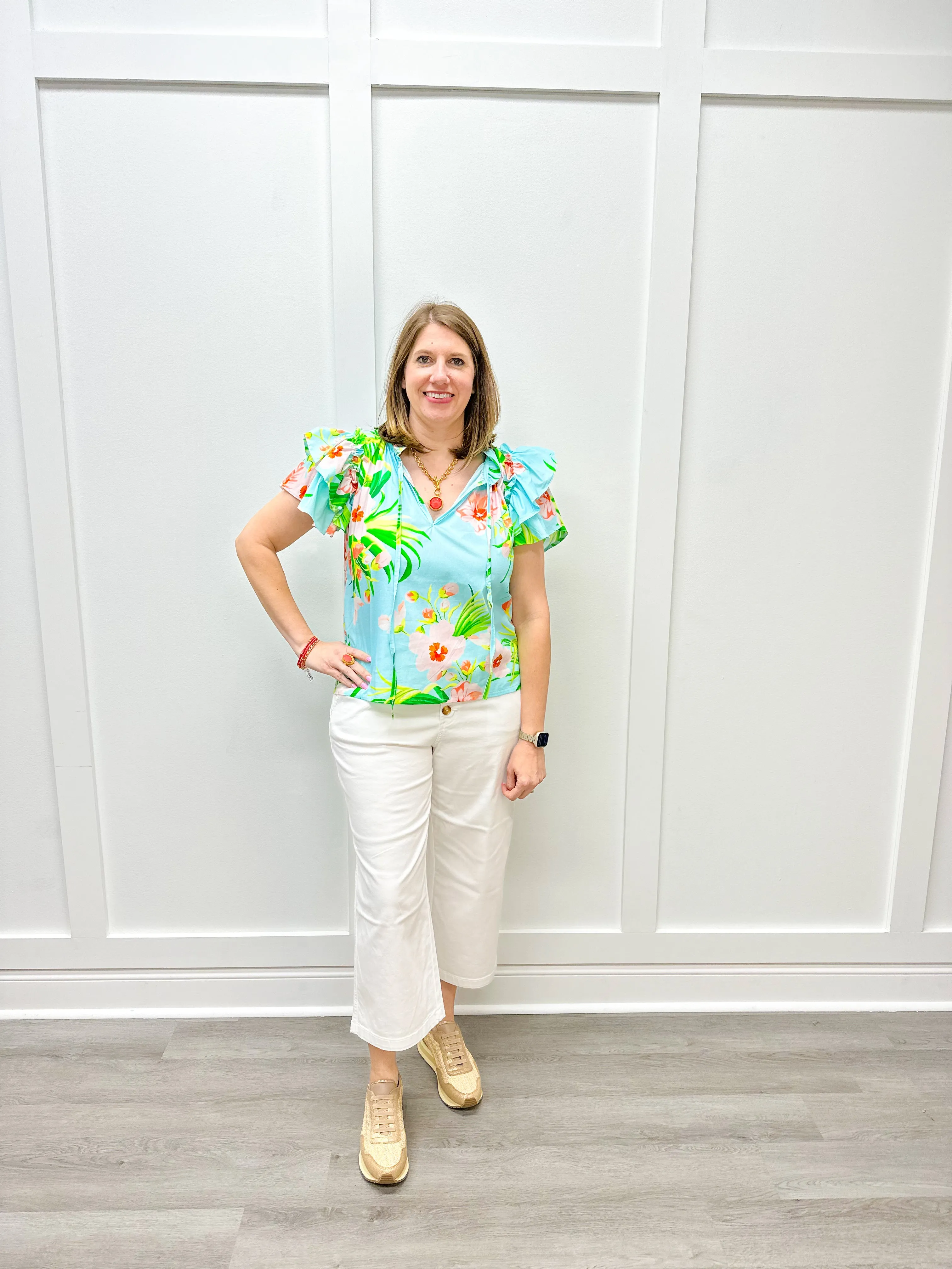 Kata Top - Aqua Floral