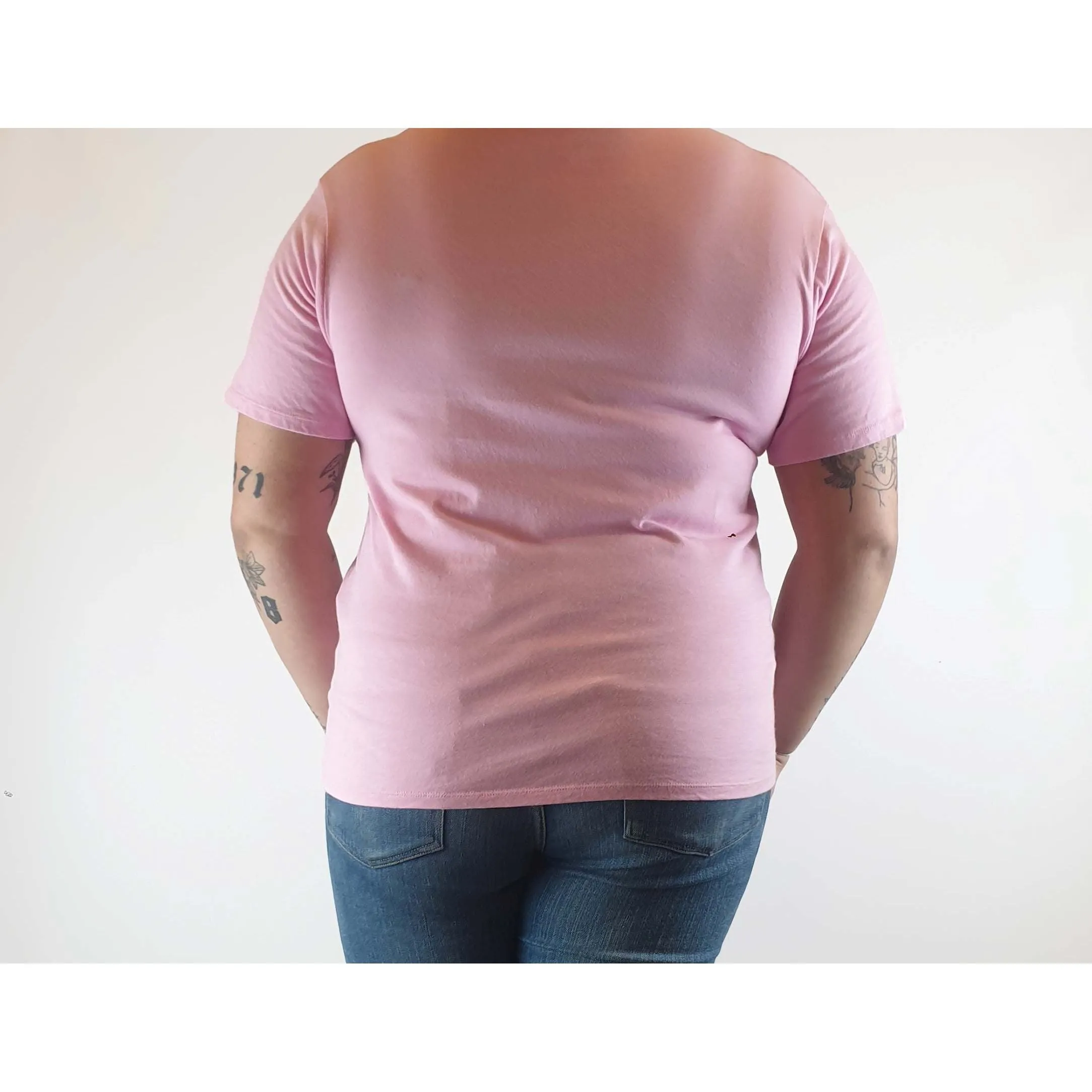 Keith Hans x Uniqlo pre-owned hot pink tee shirt with unique black front print size L (best fits 14)