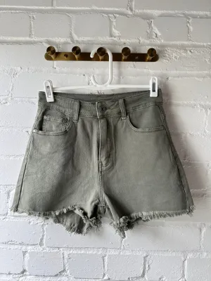 Khaki Cut Off Denim Shorts