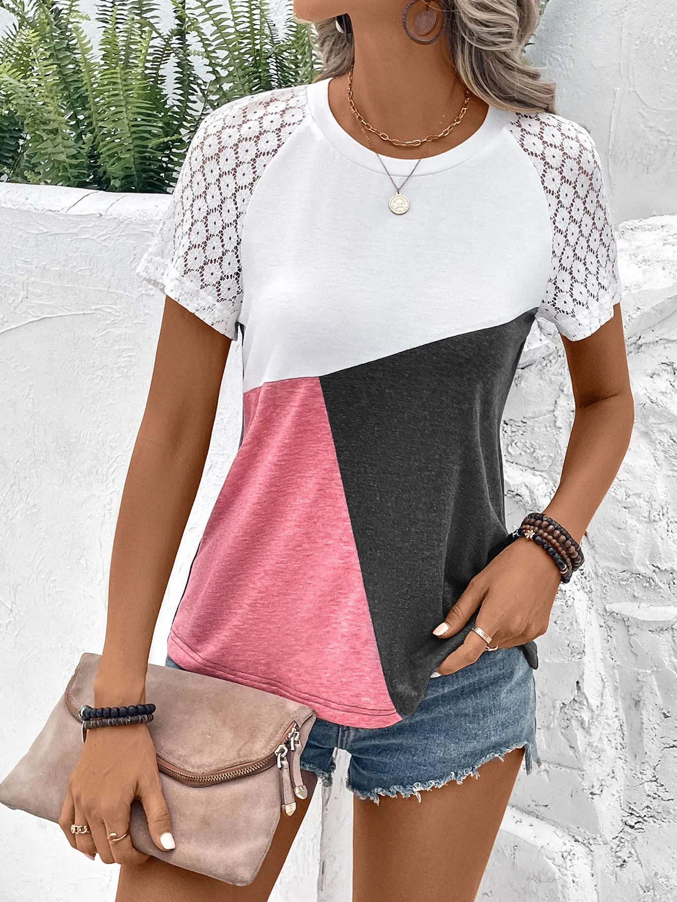 KHD Color Block Raglan Sleeve Round Neck Tee (4 Colors)