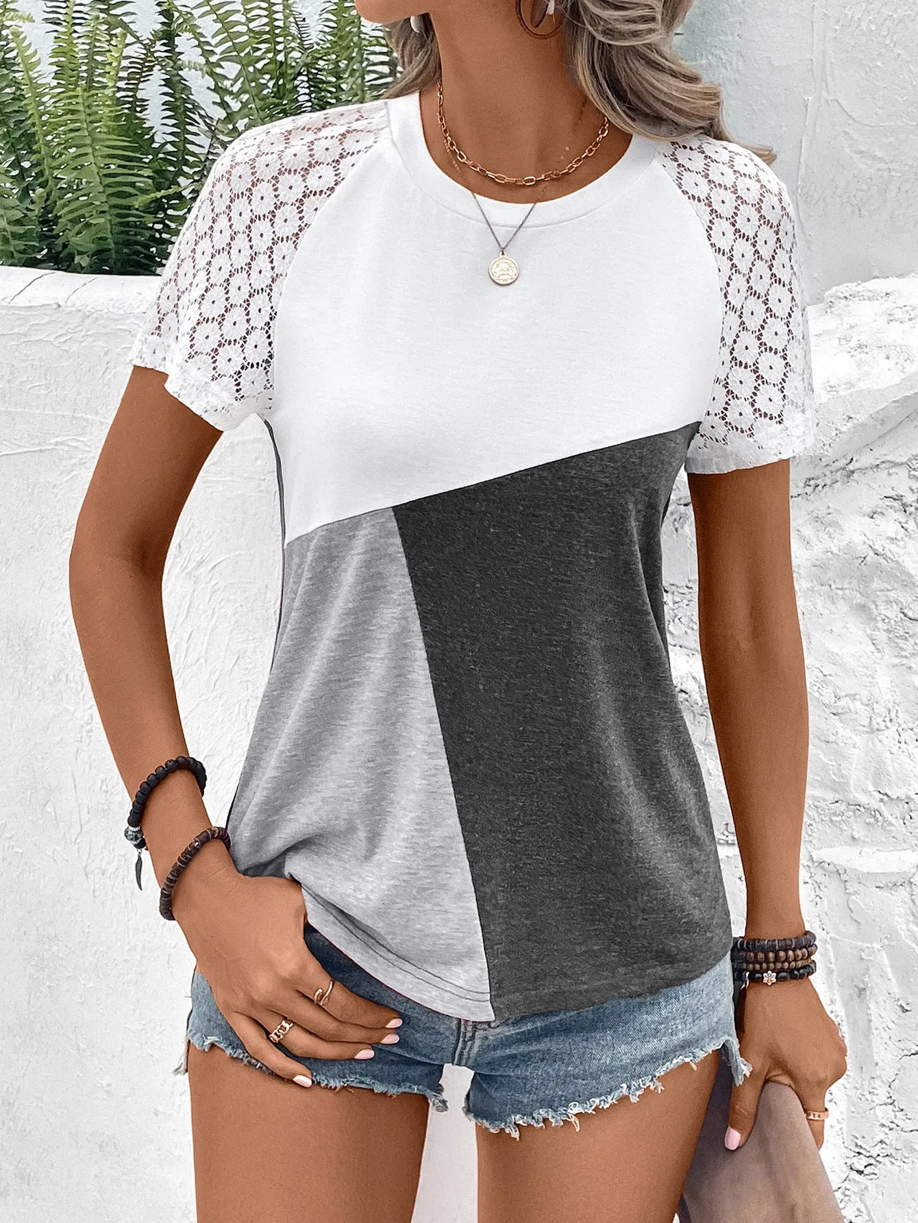 KHD Color Block Raglan Sleeve Round Neck Tee (4 Colors)
