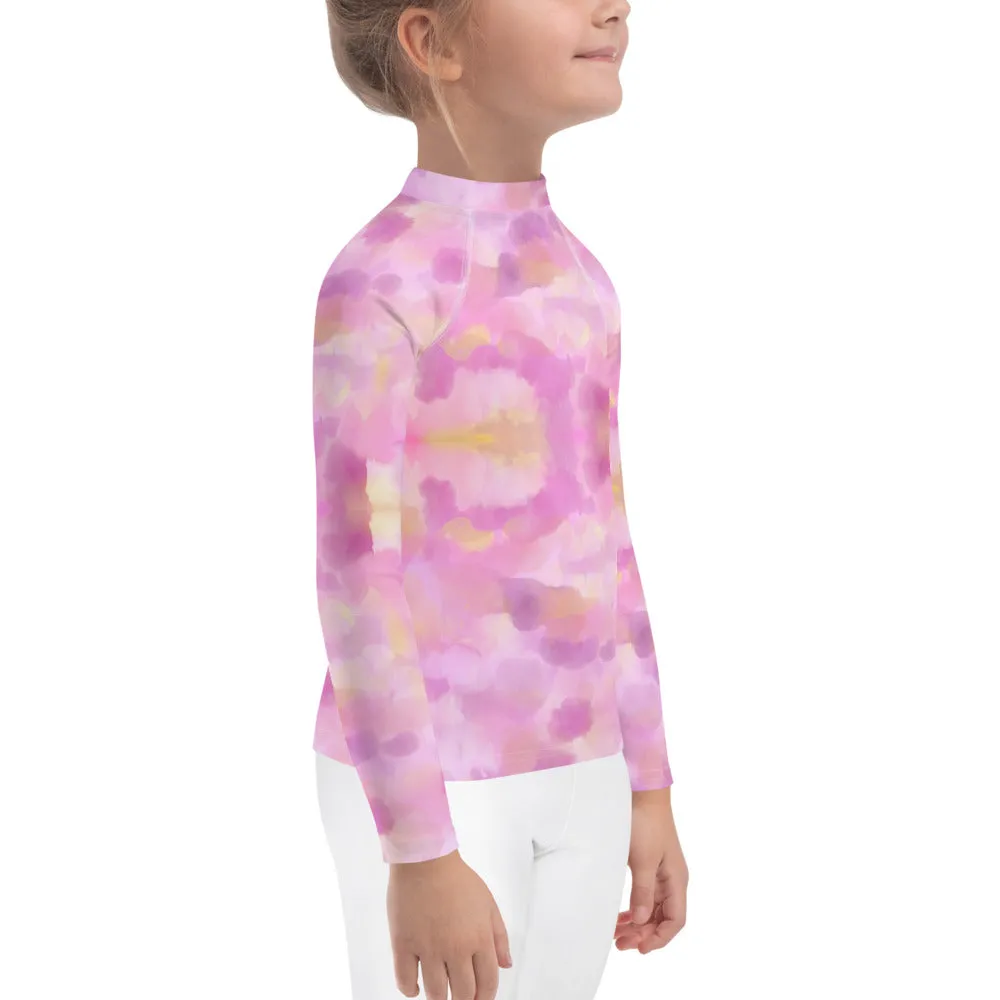 Kids Pink Rash Guard w/ Party Dog