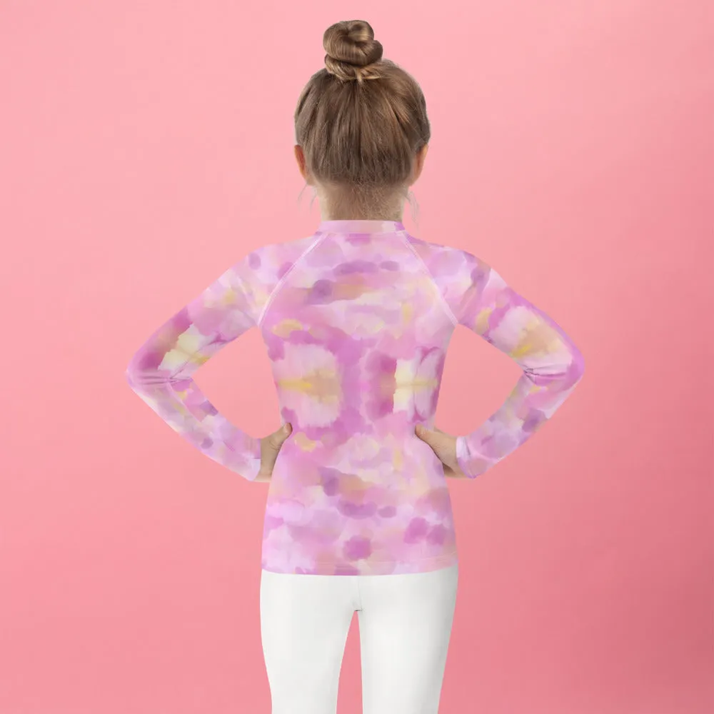 Kids Pink Rash Guard w/ Party Dog