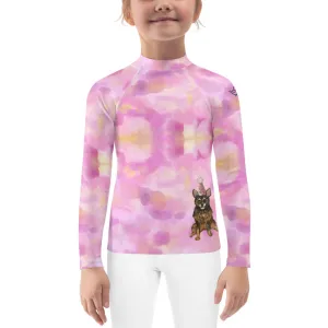 Kids Pink Rash Guard w/ Party Dog