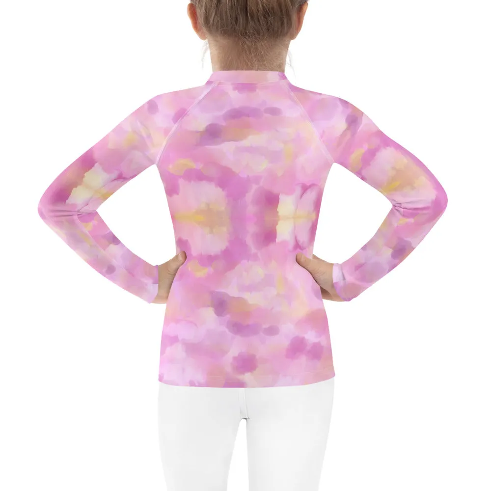 Kids Pink Rash Guard w/ Party Dog
