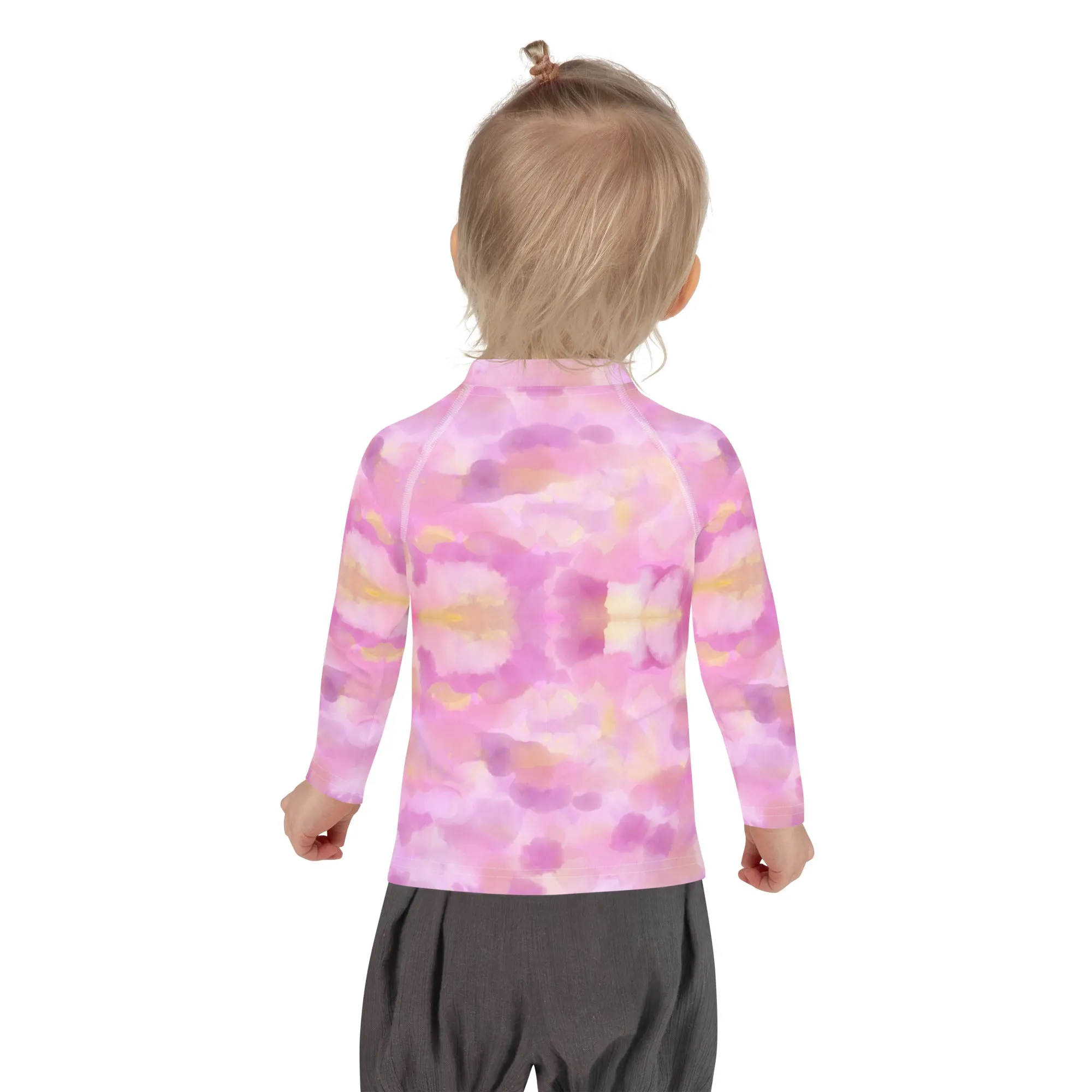 Kids Pink Rash Guard w/ Party Dog